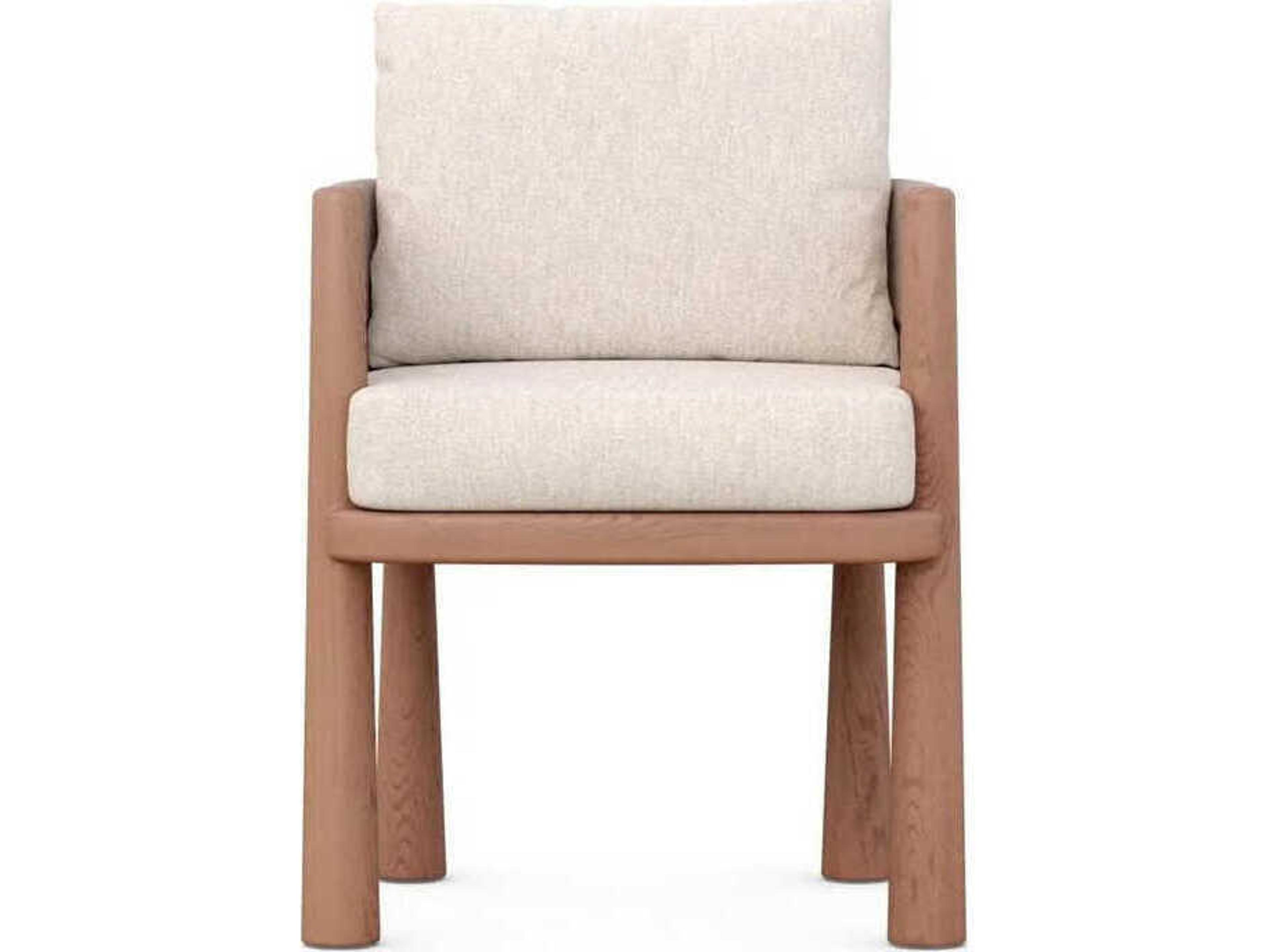 Azzurro Living Biscayne Natural Teak Wicker Cushion Dining Chair Set of 2