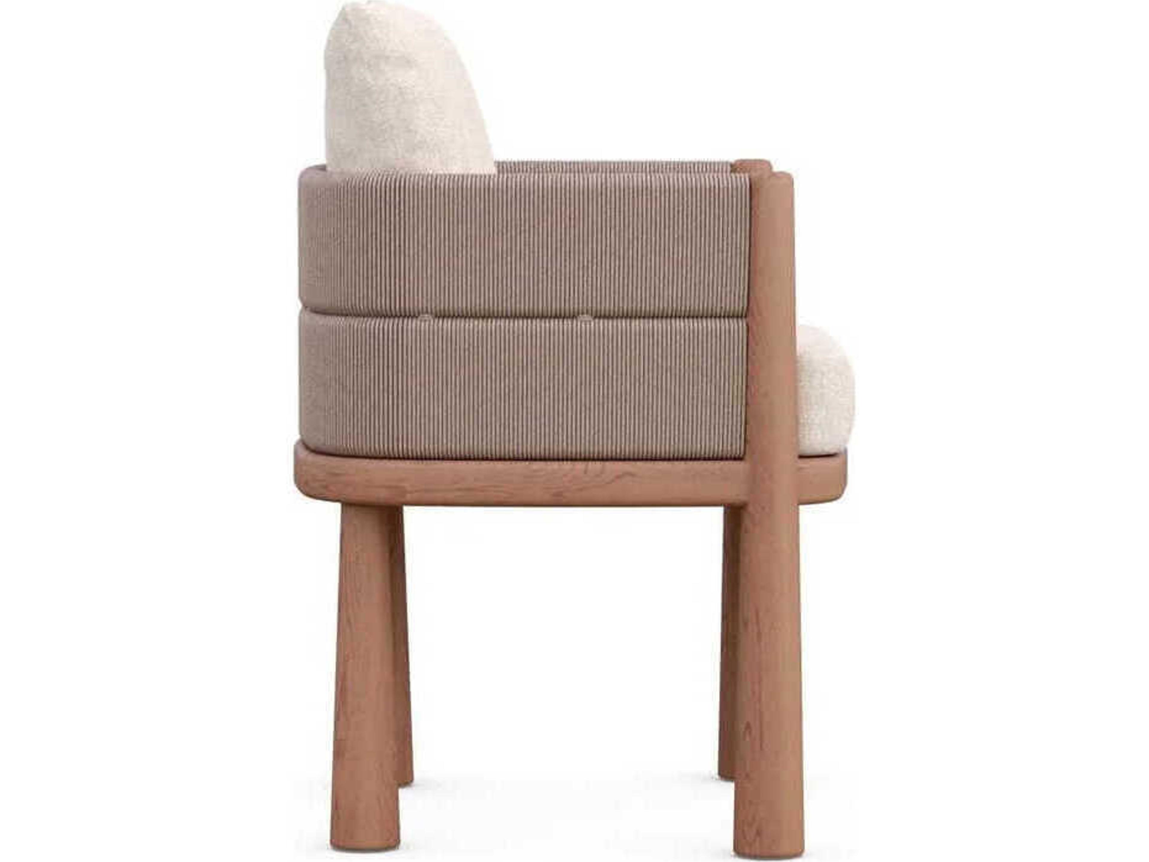 Azzurro Living Biscayne Natural Teak Wicker Cushion Dining Chair Set of 2