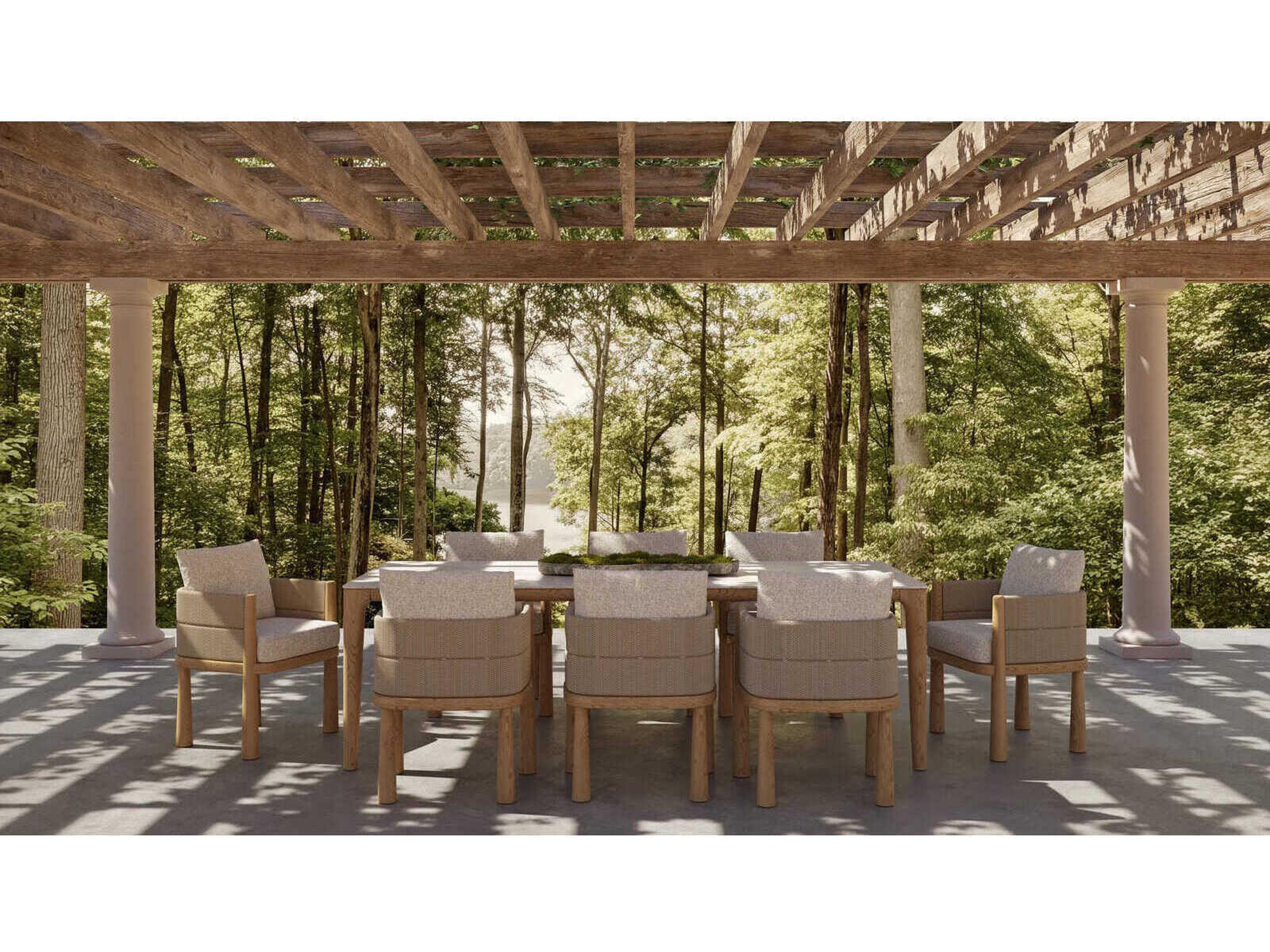 Azzurro Living Biscayne Natural Teak Wicker Cushion Dining Chair Set of 2