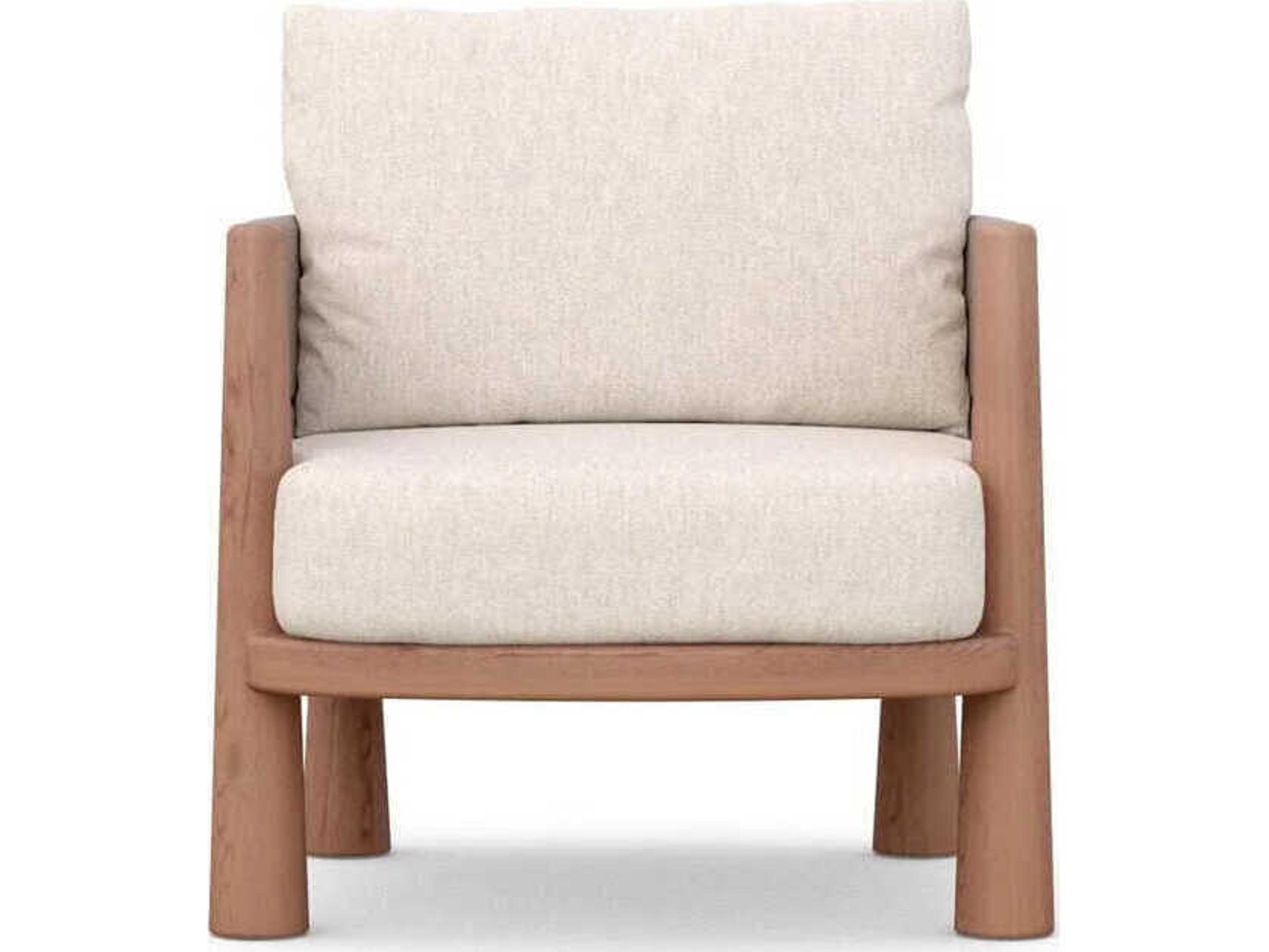 Azzurro Living Biscayne Natural Teak Wicker Cushion Lounge Chair