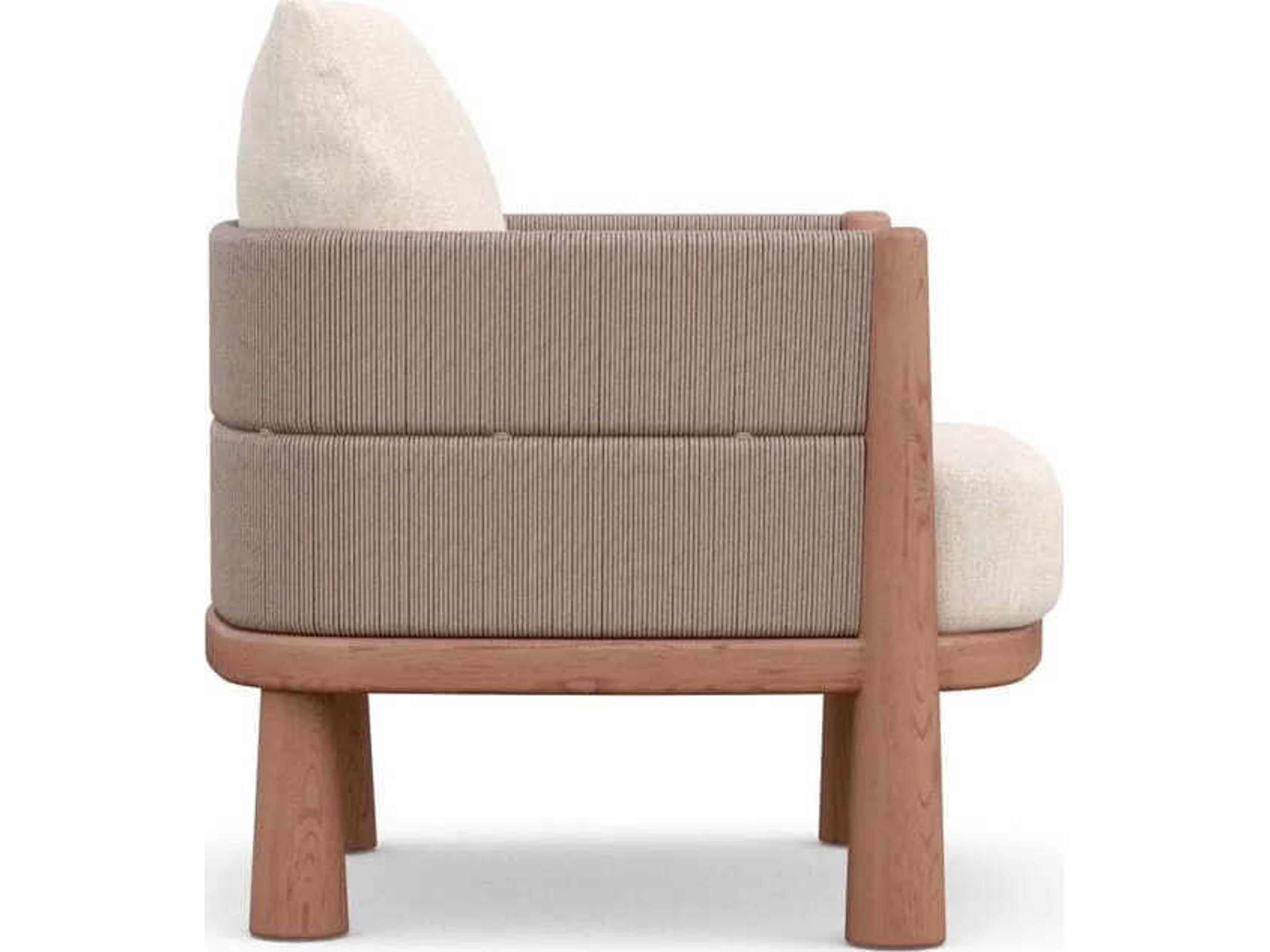 Azzurro Living Biscayne Natural Teak Wicker Cushion Lounge Chair