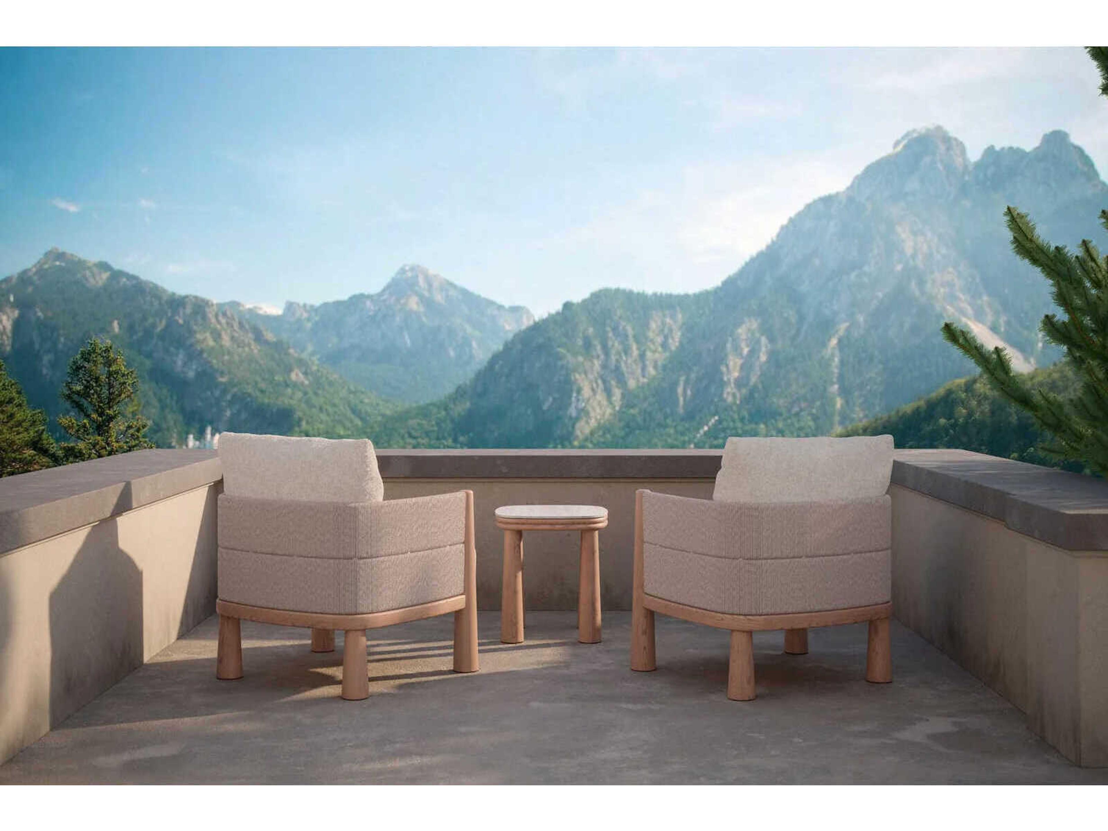 Azzurro Living Biscayne Natural Teak Wicker Cushion Lounge Chair