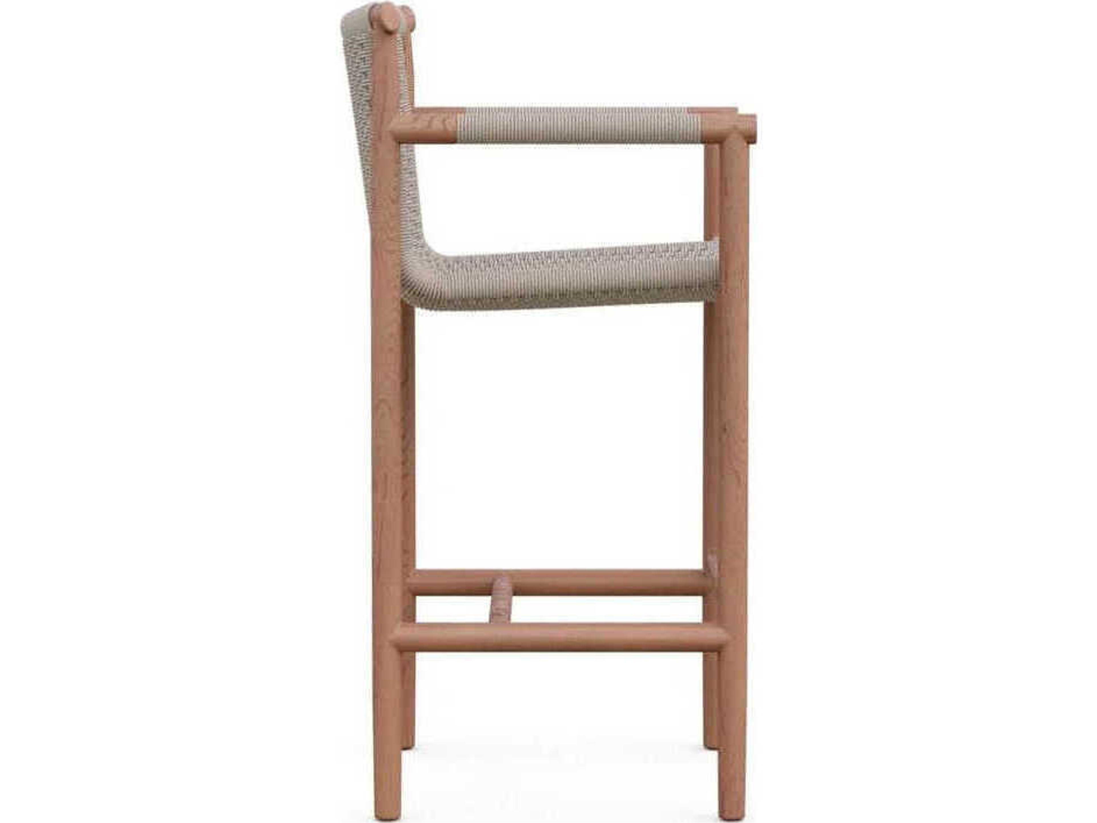 Azzurro Living Boca Natural Teak Rope Bar Stool