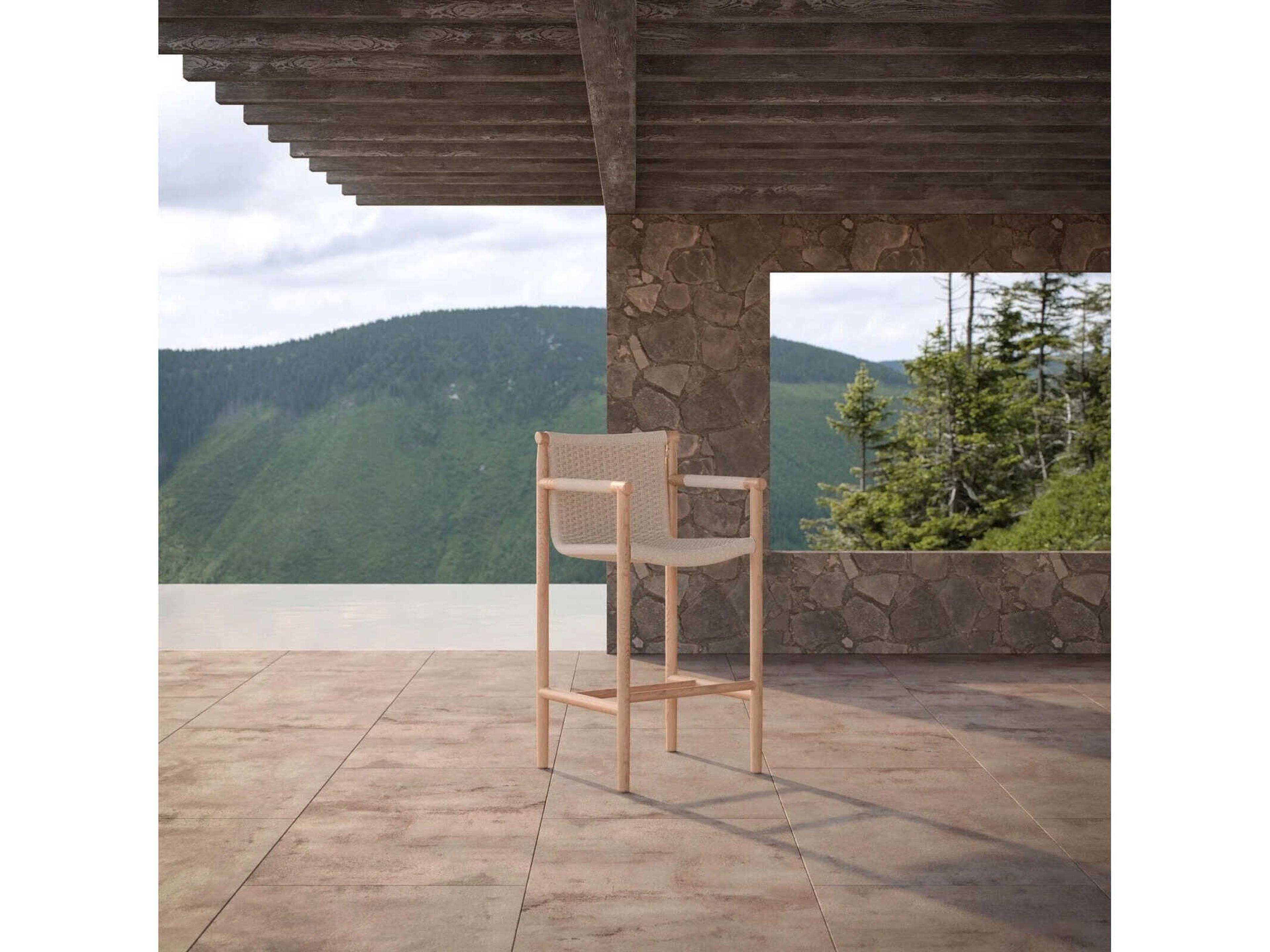 Azzurro Living Boca Natural Teak Rope Bar Stool