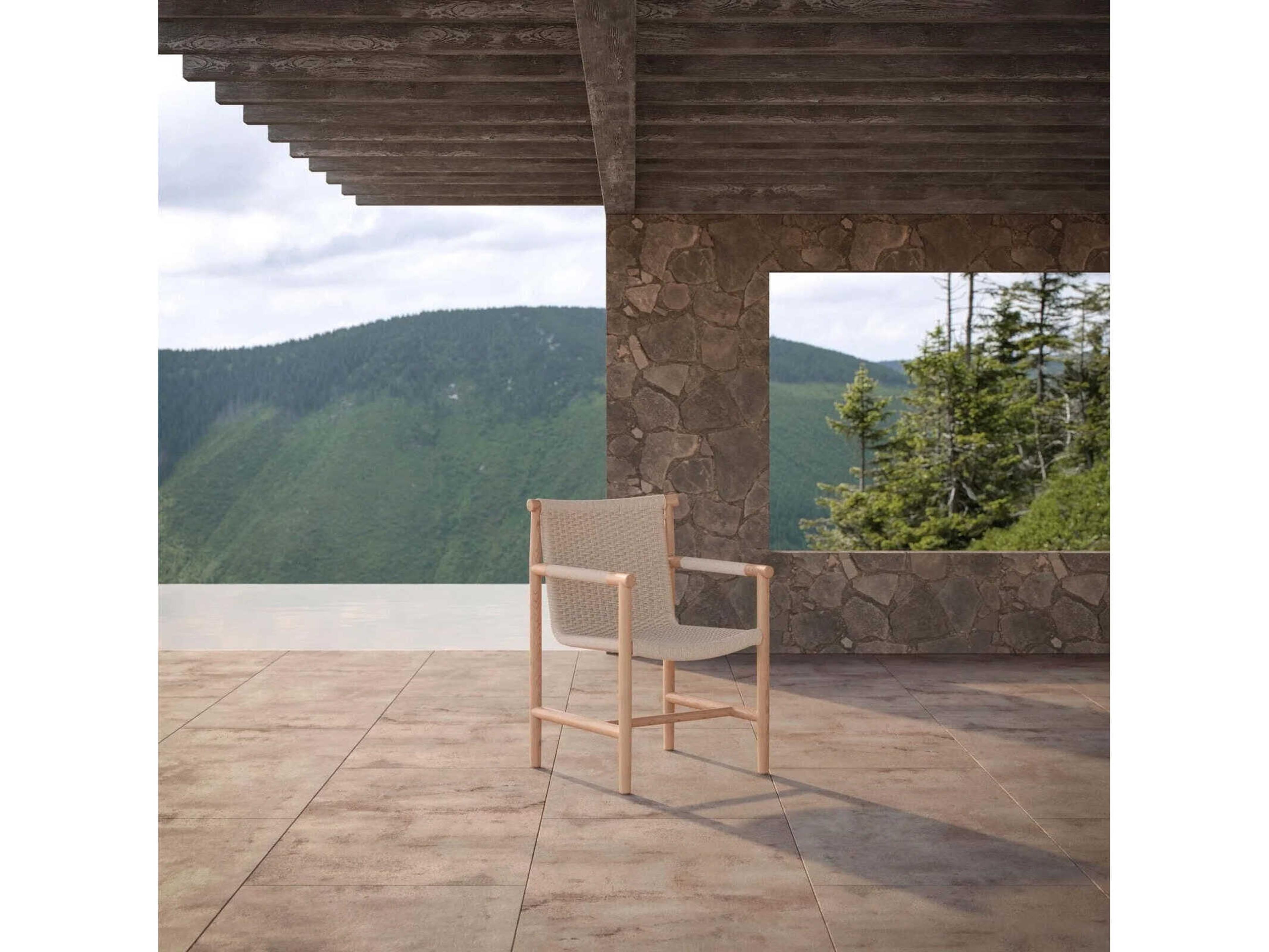 Azzurro Living Boca Natural Teak Rope Dining Chair Set of 2