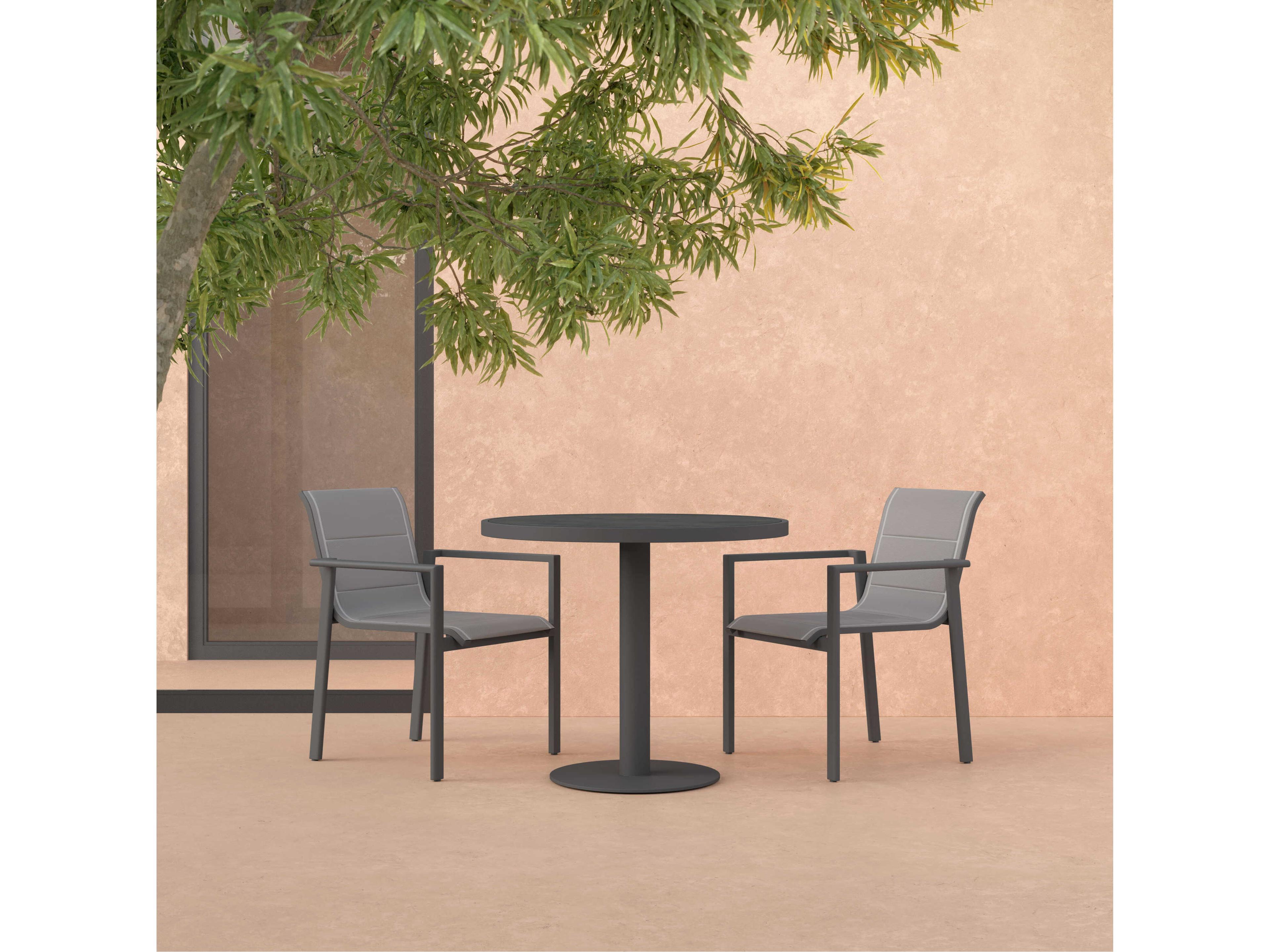 Azzurro Living Bordeaux Matte Charcoal Aluminum Round Dining Table