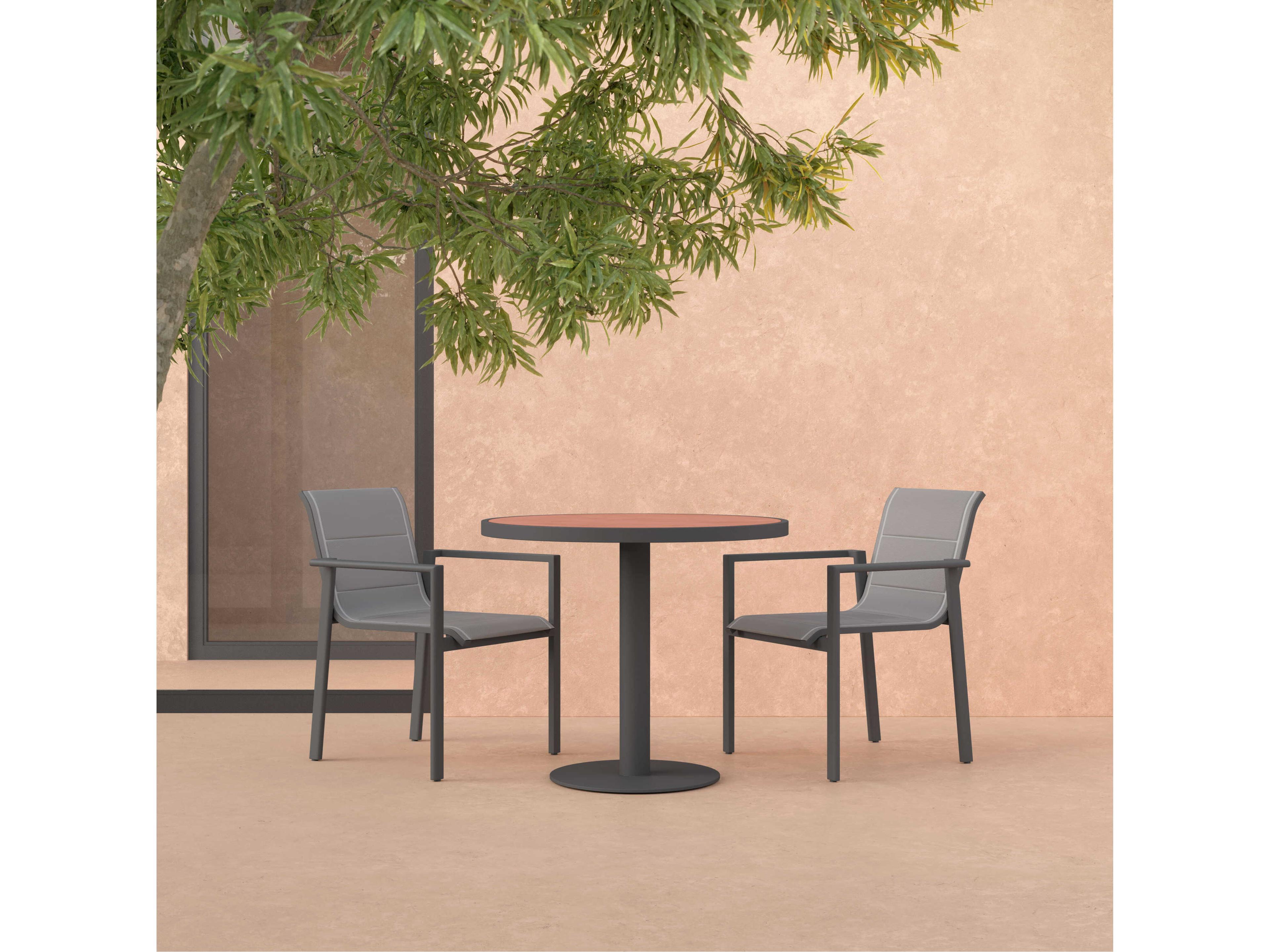 Azzurro Living Bordeaux Matte Charcoal Aluminum Round Dining Table