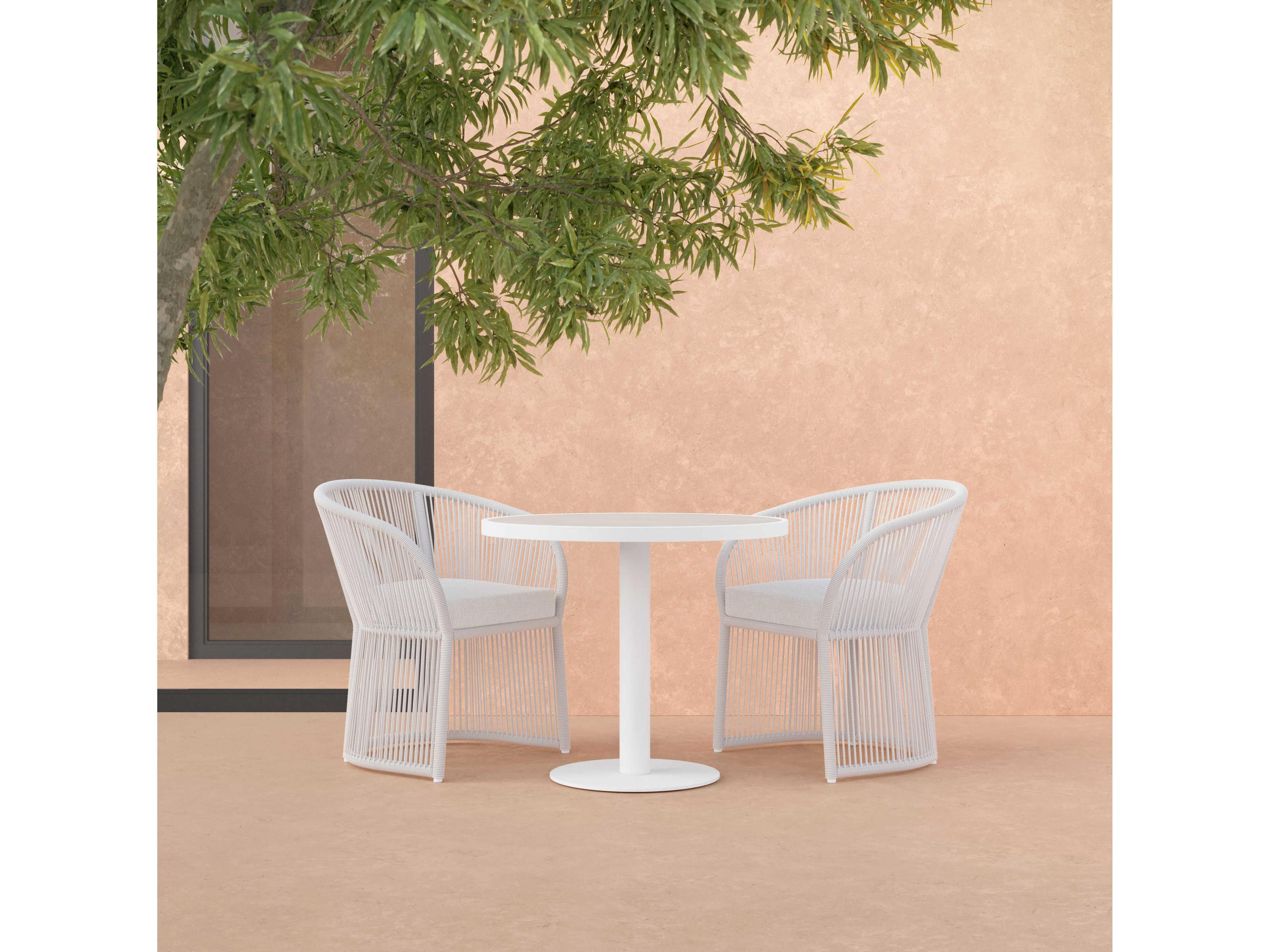 Azzurro Living Bordeaux Matte White Aluminum Round Dining Table