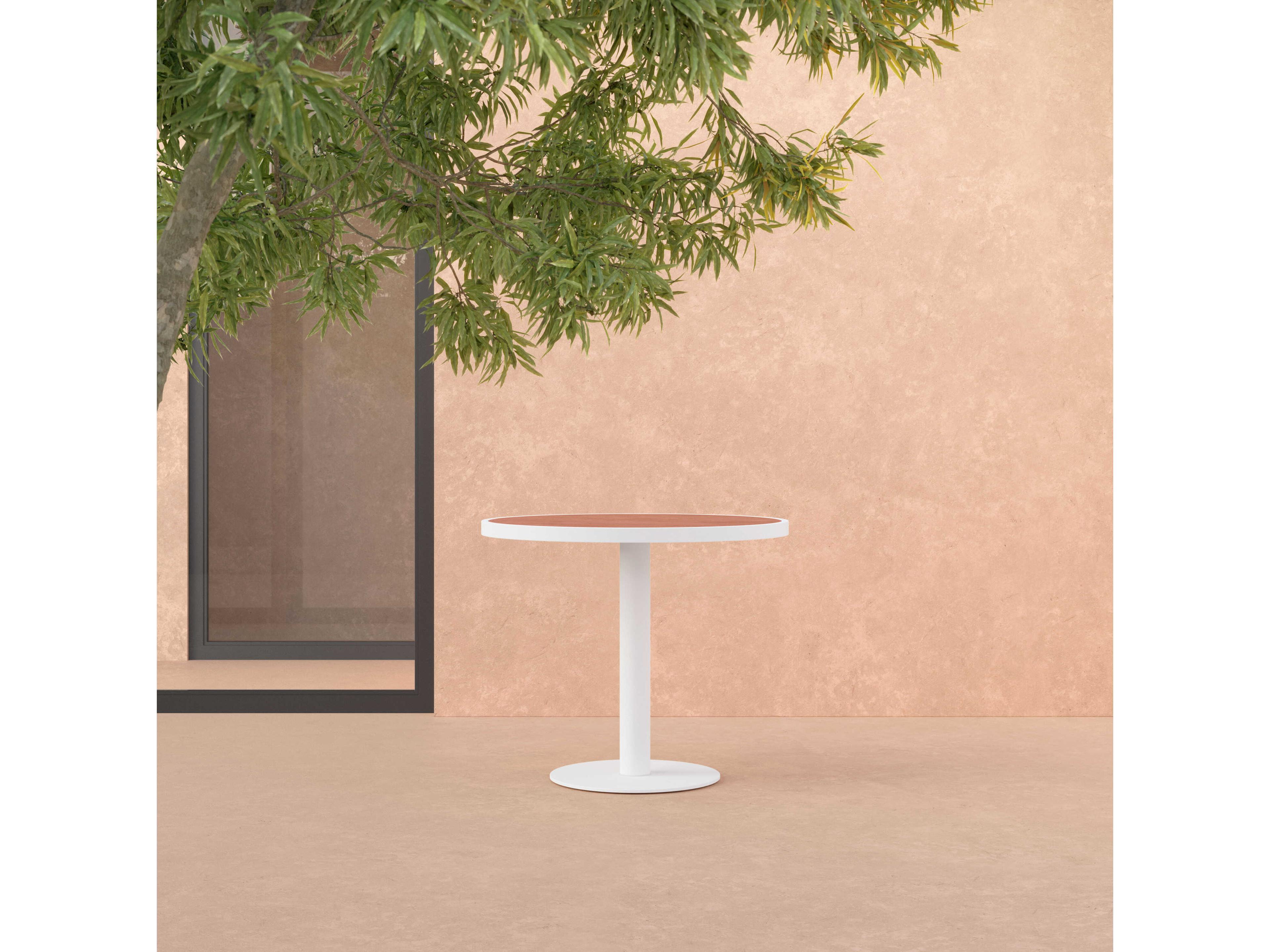 Azzurro Living Bordeaux Matte White Aluminum Round Dining Table