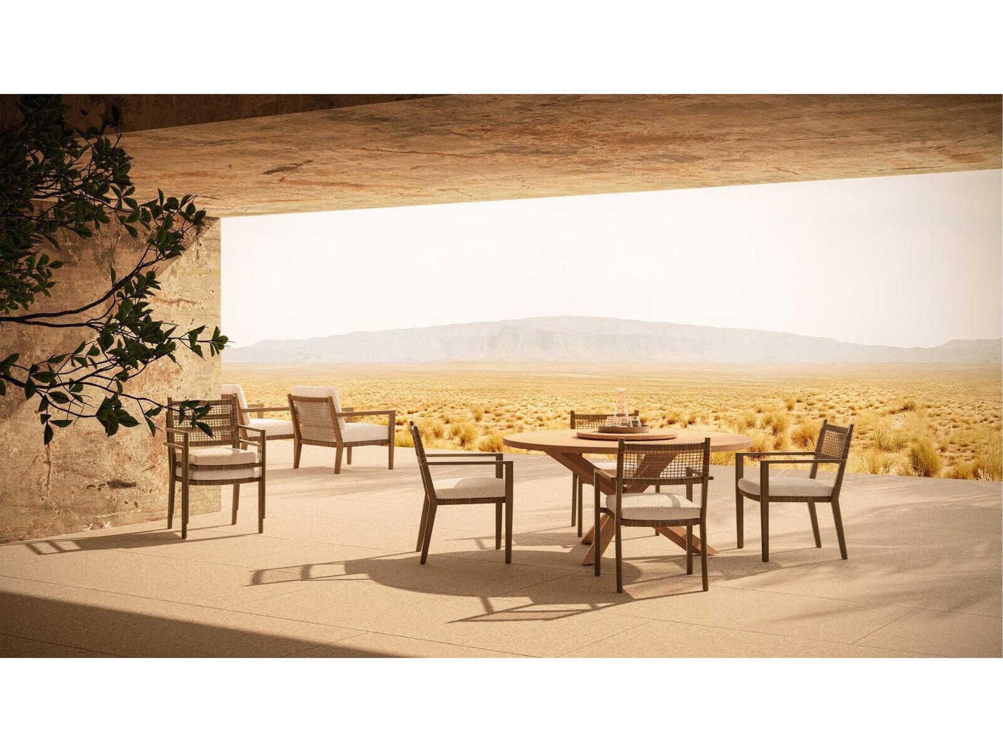 Azzurro Living Bozeman Barkaluwood Wicker Cushion Dining Chair Set of 4