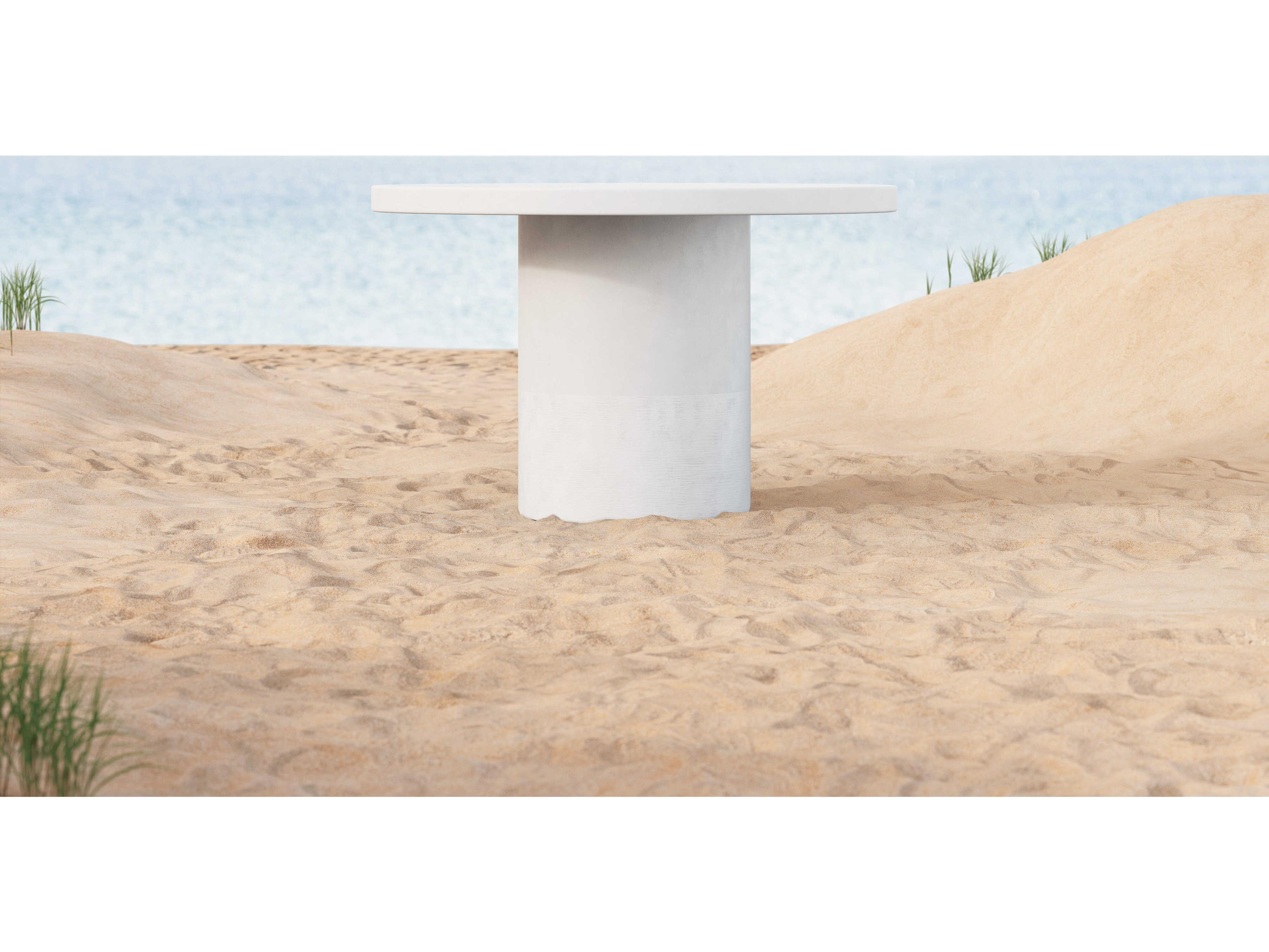Azzurro Living Cabo White Rock Concrete Round Dining Table