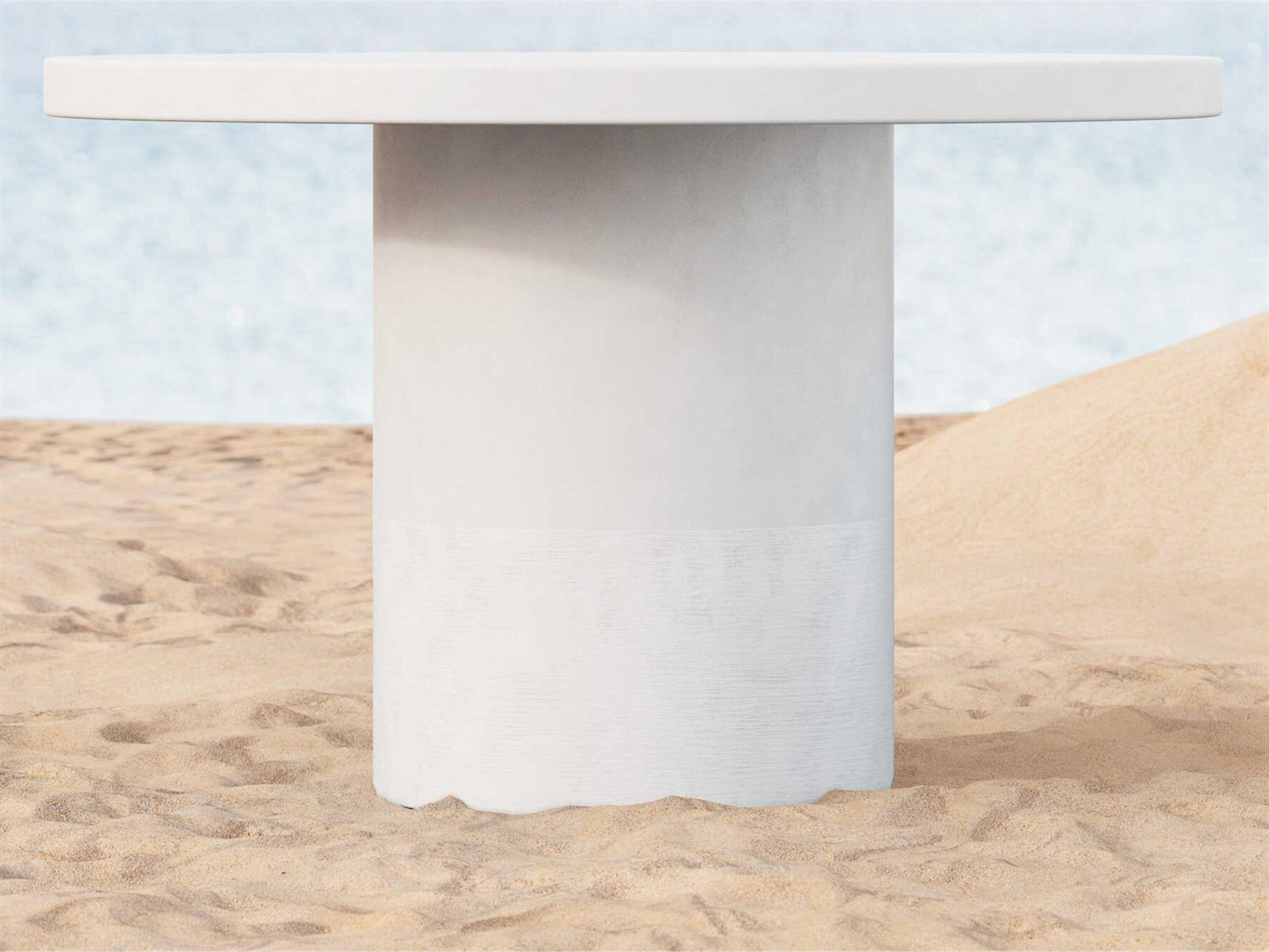 Azzurro Living Cabo White Rock Concrete Round Dining Table