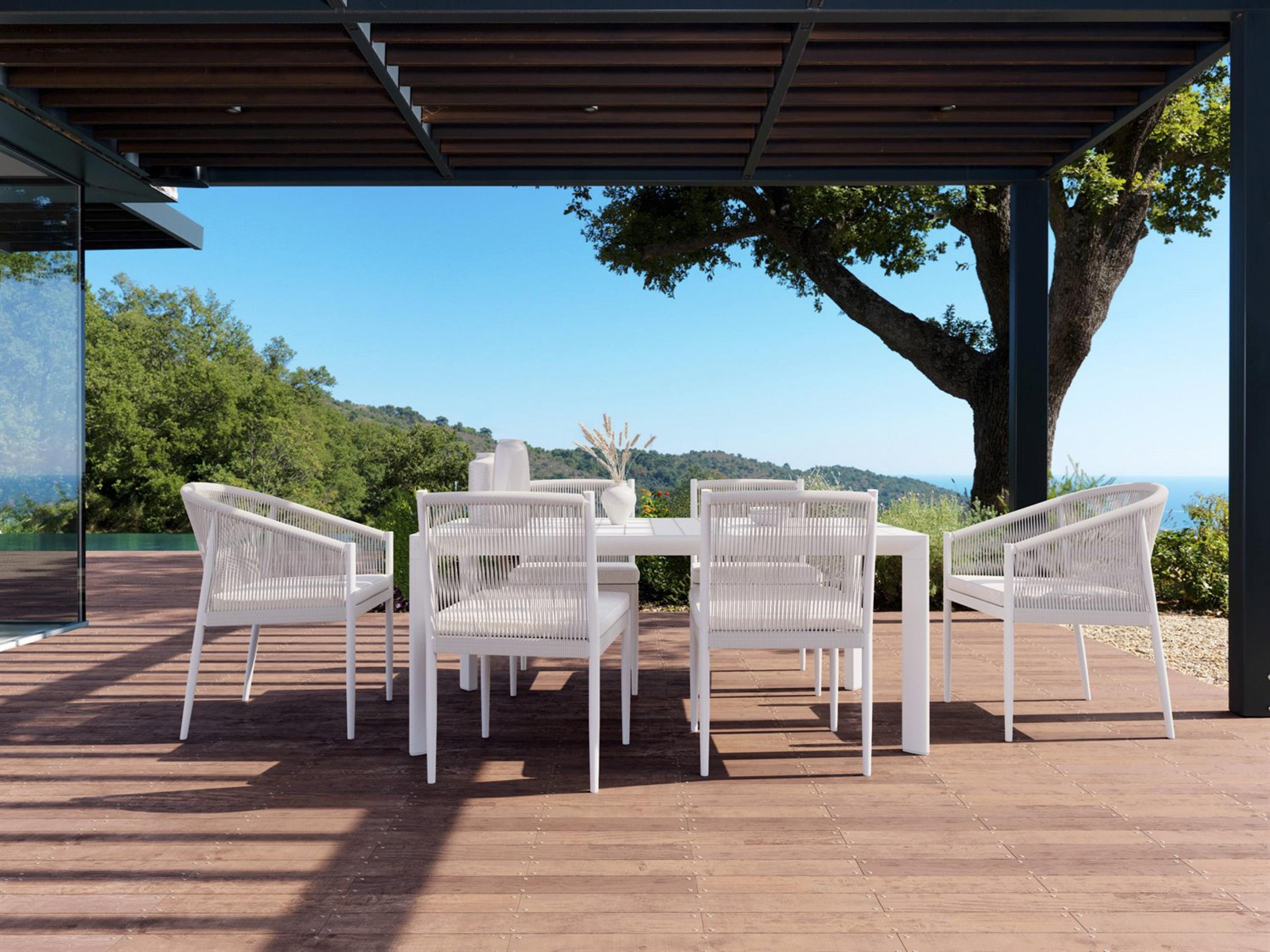 Catalina White Rope Outdoor Patio Dining Set