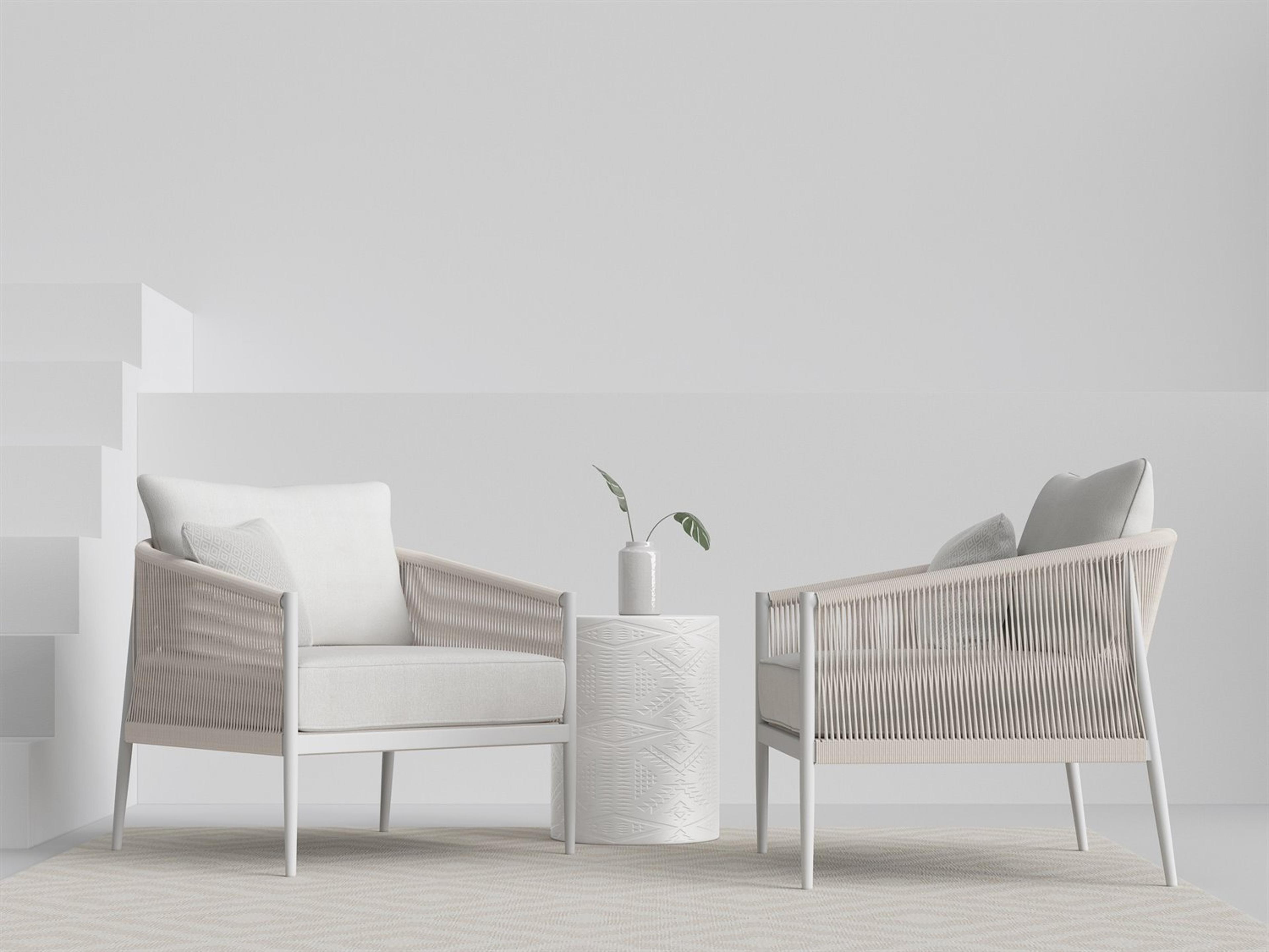 Catalina White Rope Outdoor Patio Lounge Set