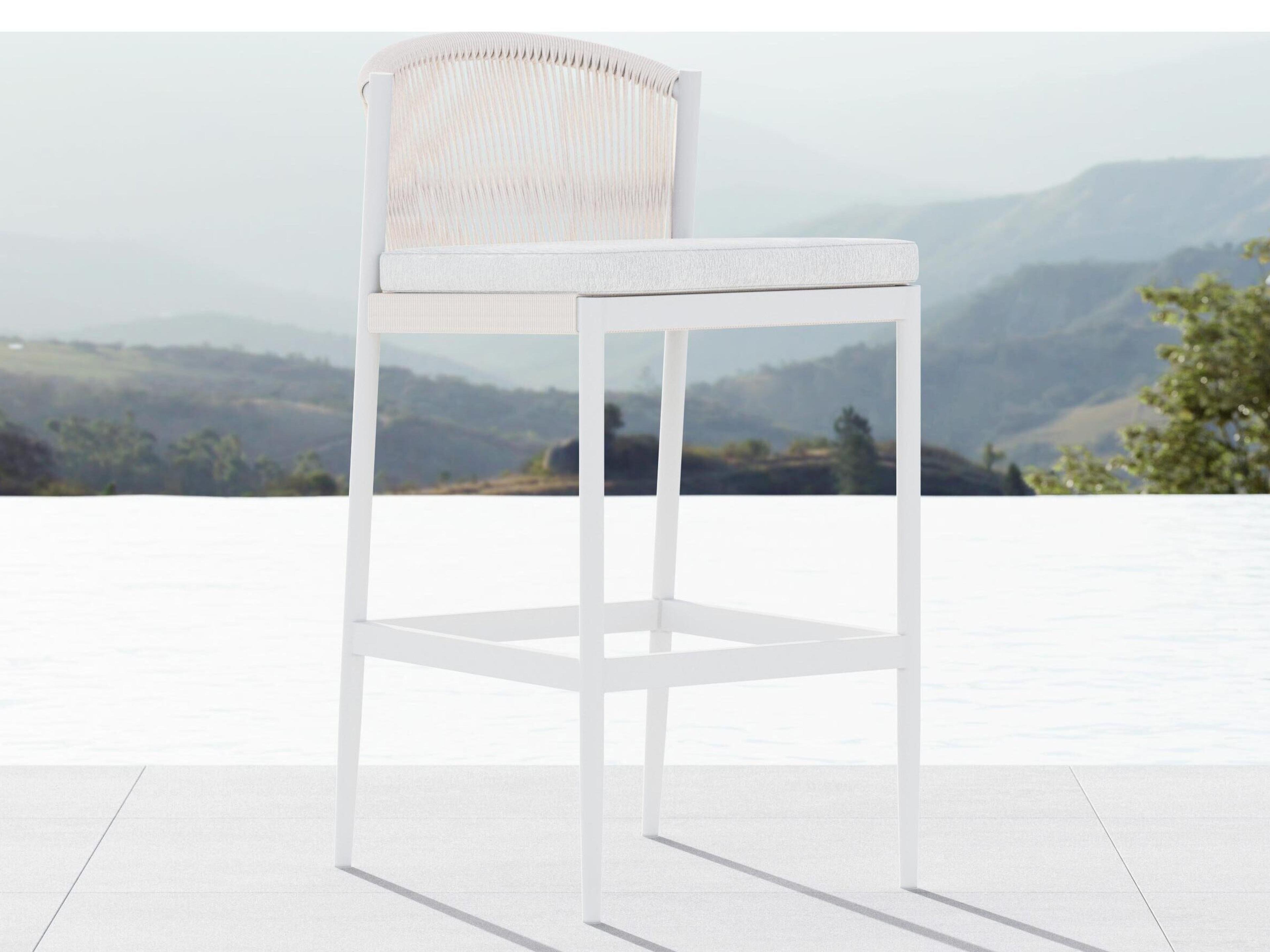Azzurro Living Catalina Sand All-Weather Rope Outdoor Bar Stool with Cloud Cushion