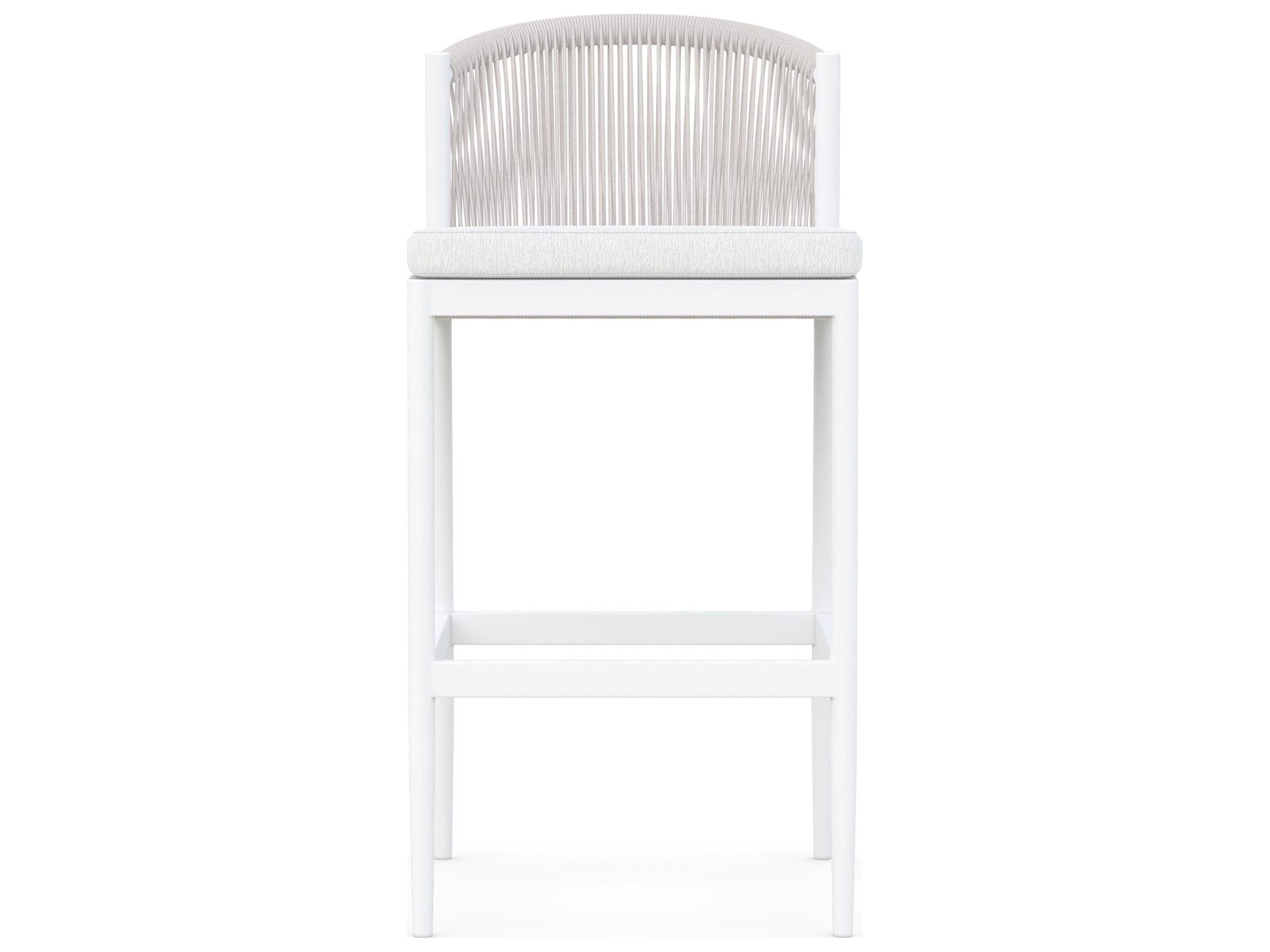Azzurro Living Catalina Sand All-Weather Rope Outdoor Bar Stool with Cloud Cushion