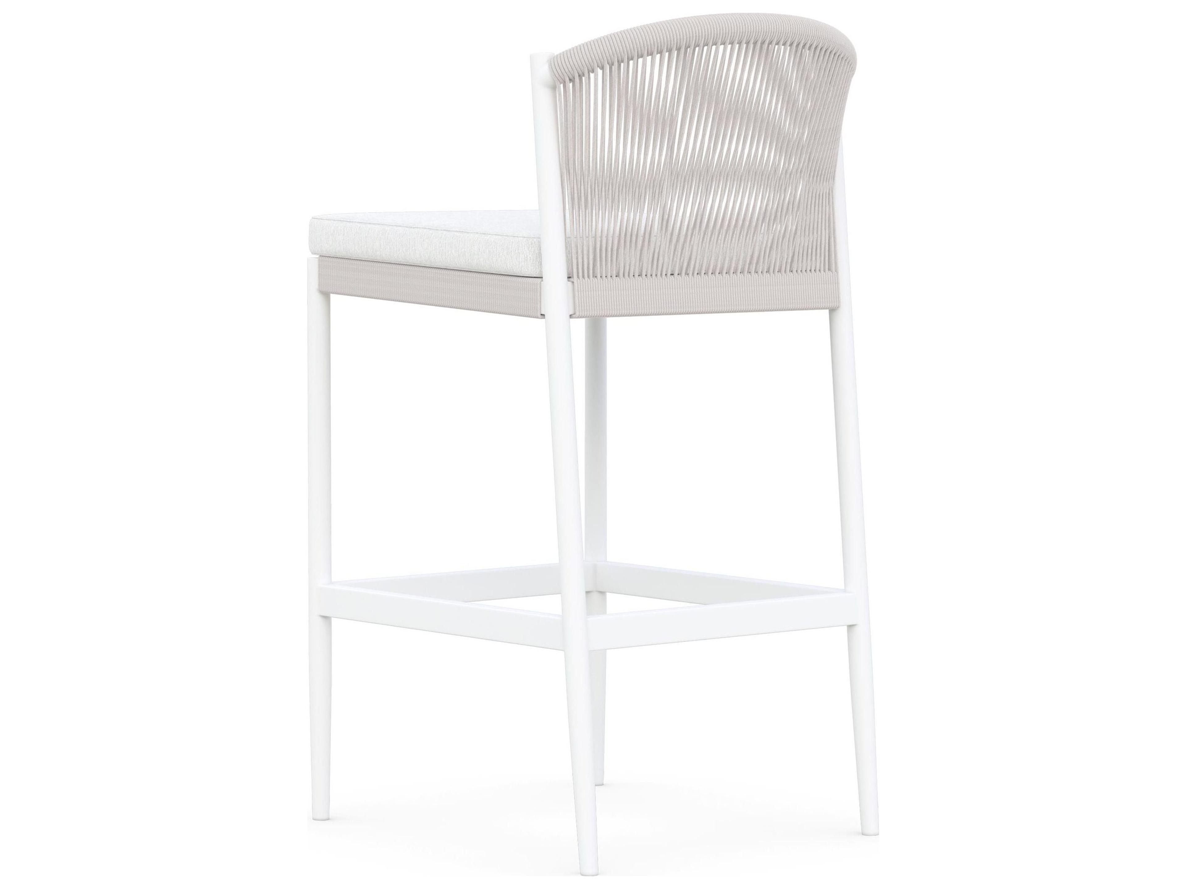 Azzurro Living Catalina Sand All-Weather Rope Outdoor Bar Stool with Cloud Cushion