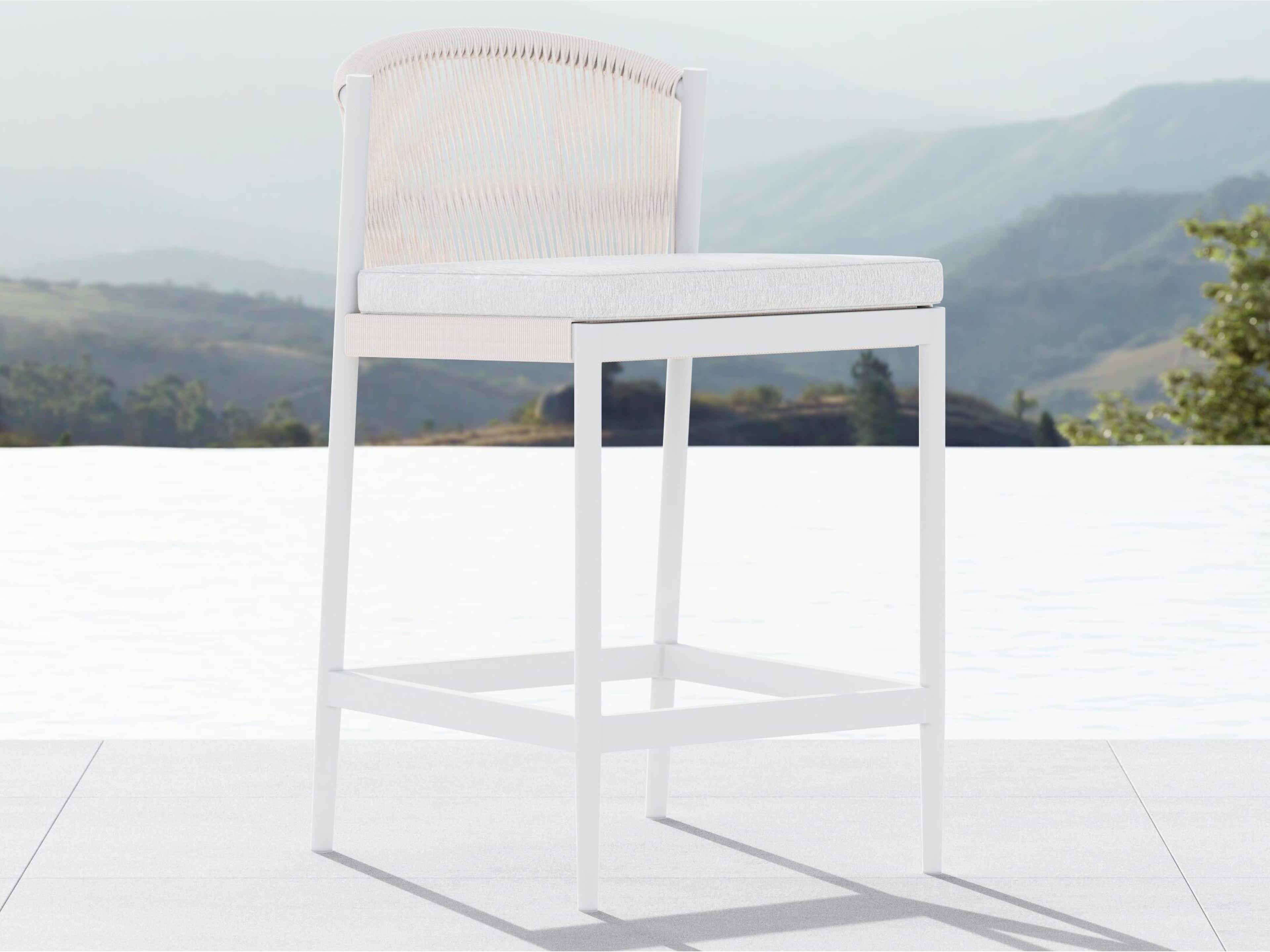 Azzurro Living Catalina Sand All-Weather Rope Outdoor Patio Counter Stool with Cloud Cushion