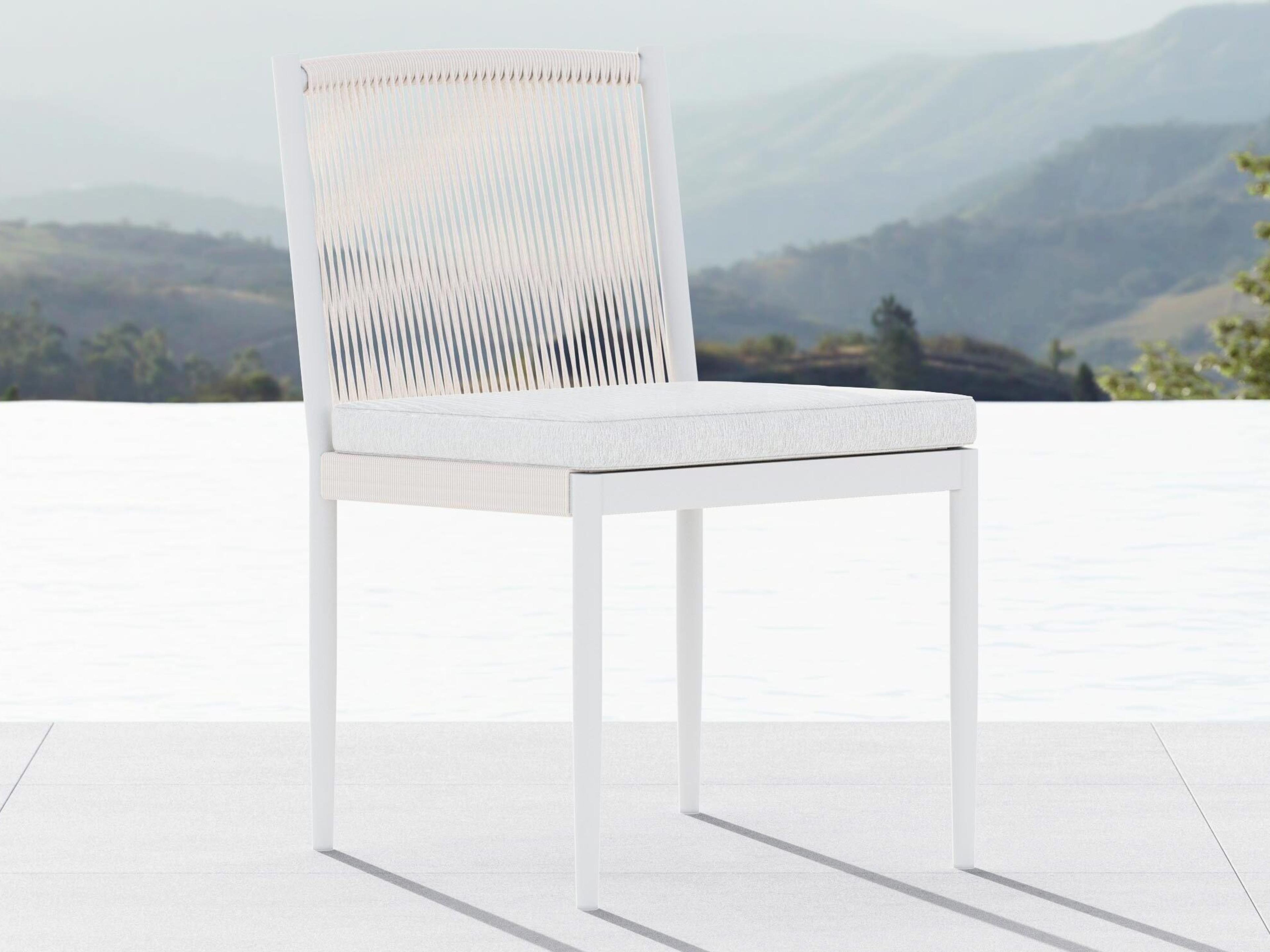 Azzurro Living Catalina Sand All-Weather Rope Outdoor Dining Side Chair with Cloud Cushion