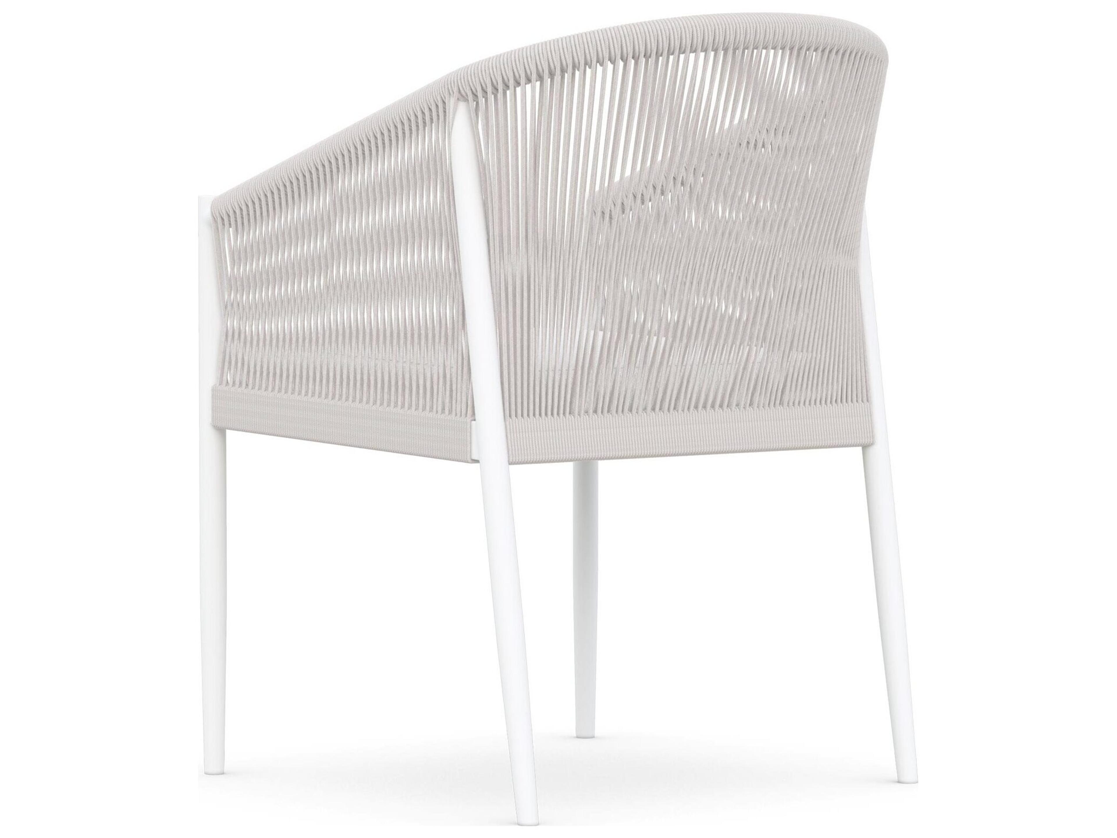 Azzurro Living Catalina Sand All-Weather Rope Outdoor Patio Dining Arm Chair with Cloud Cushion