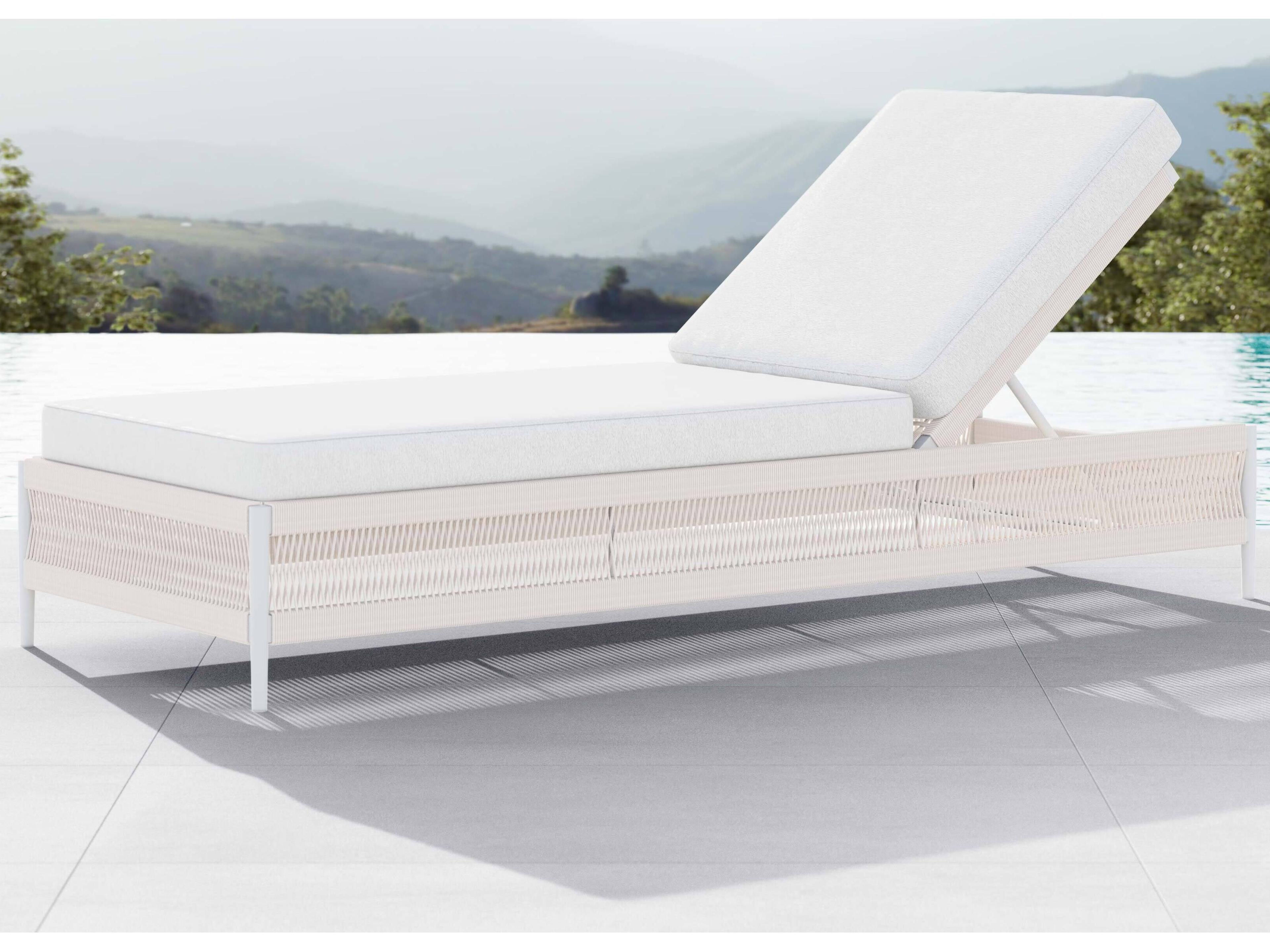 Azzurro Living Catalina Sand All-Weather Rope Patio Chaise Lounge with Cloud Cushion