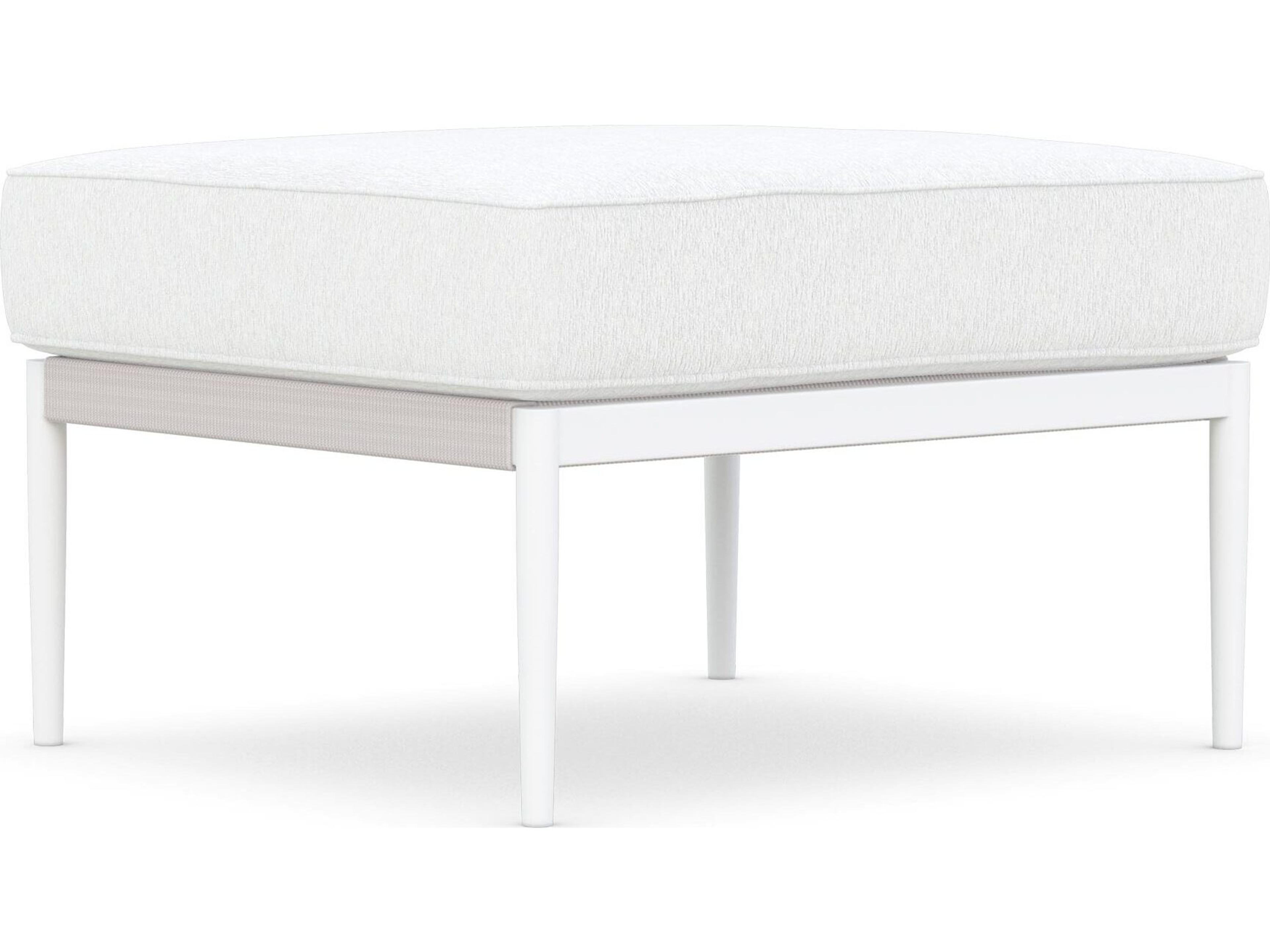 Azzurro Living Catalina Sand All-Weather Rope Patio Ottoman with Cloud Cushion