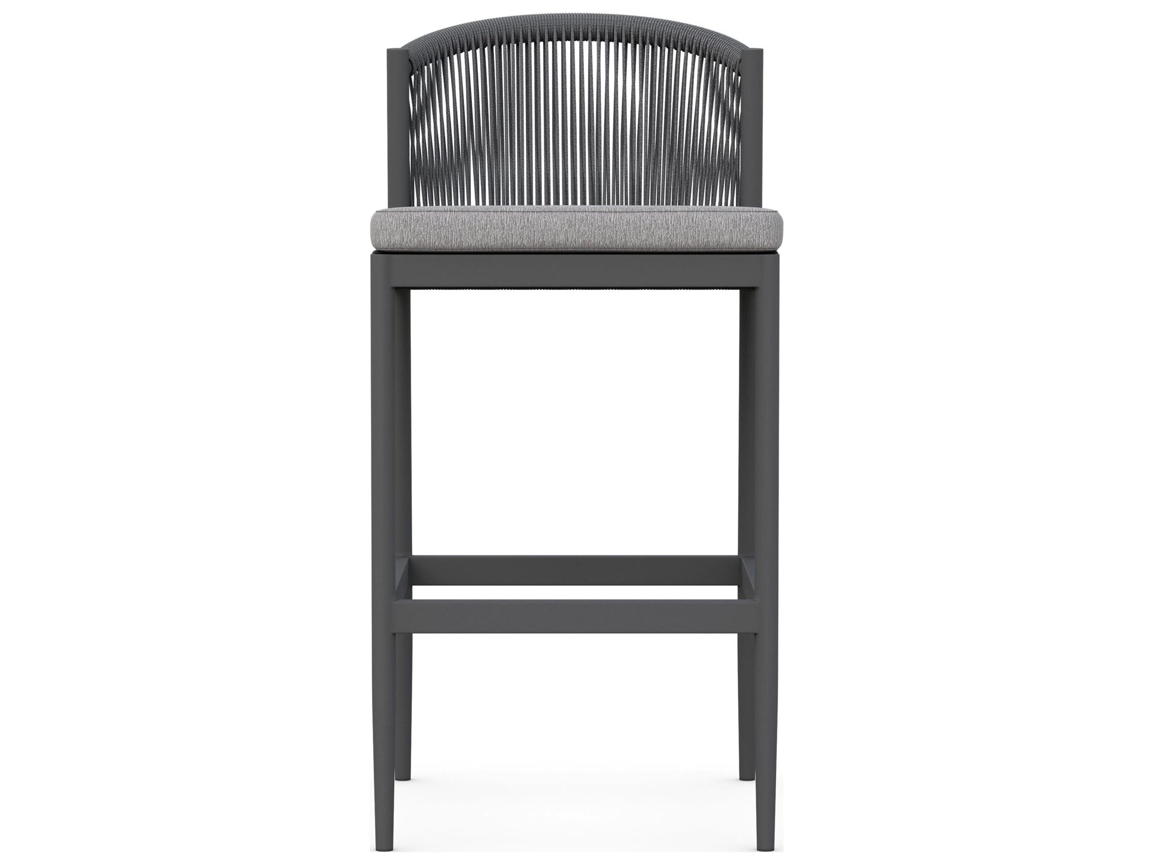 Azzurro Living Catalina Ash All-Weather Rope Outdoor Patio Bar Stool with Fog Cushion