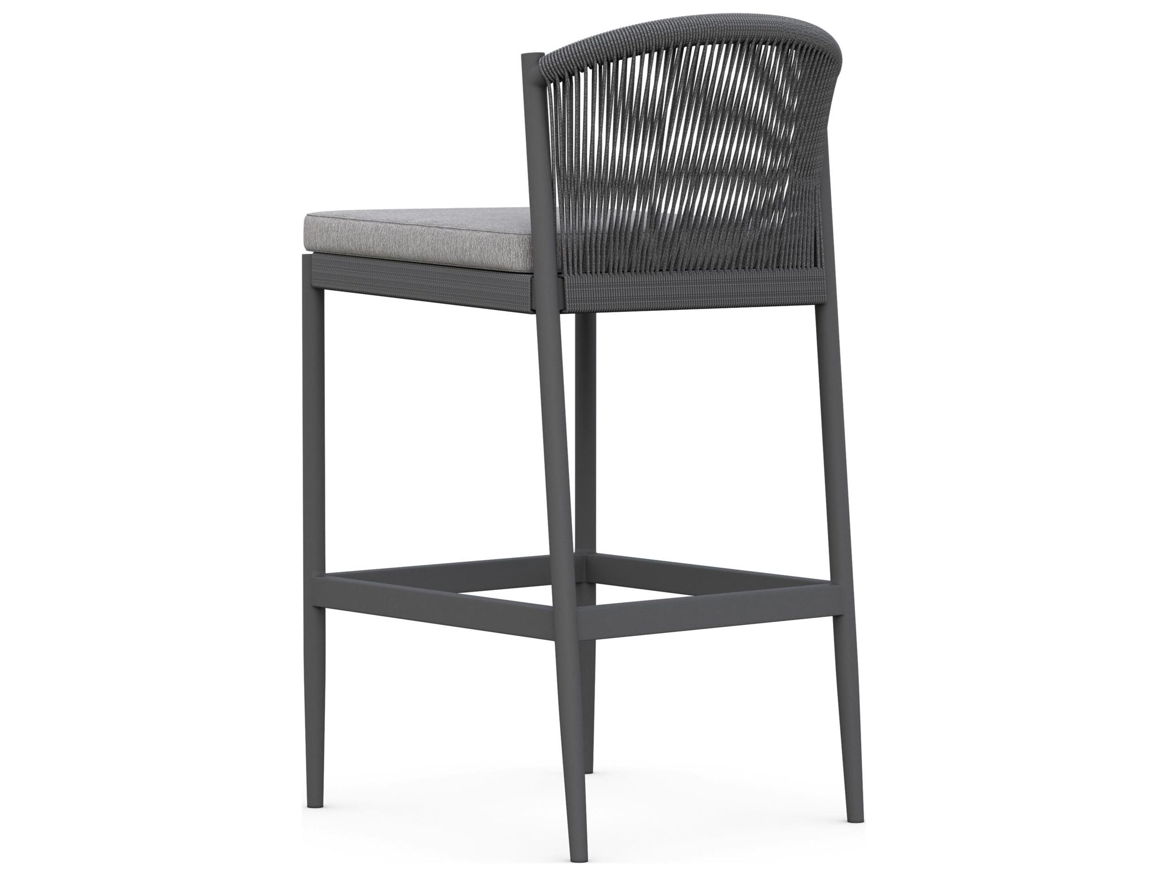 Azzurro Living Catalina Ash All-Weather Rope Outdoor Patio Bar Stool with Fog Cushion