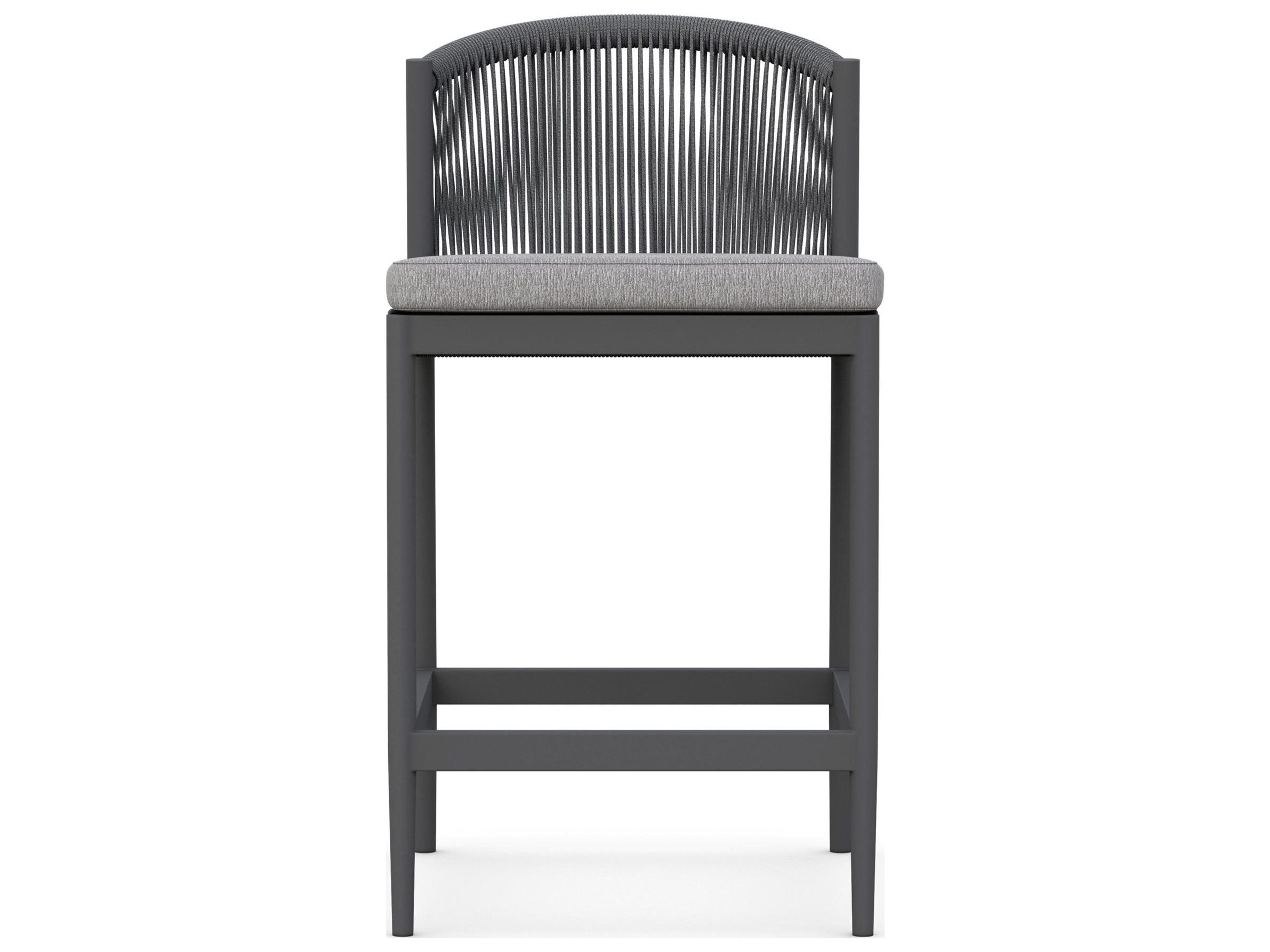 Azzurro Living Catalina Ash All-Weather Rope Patio Counter Stool with Fog Cushion