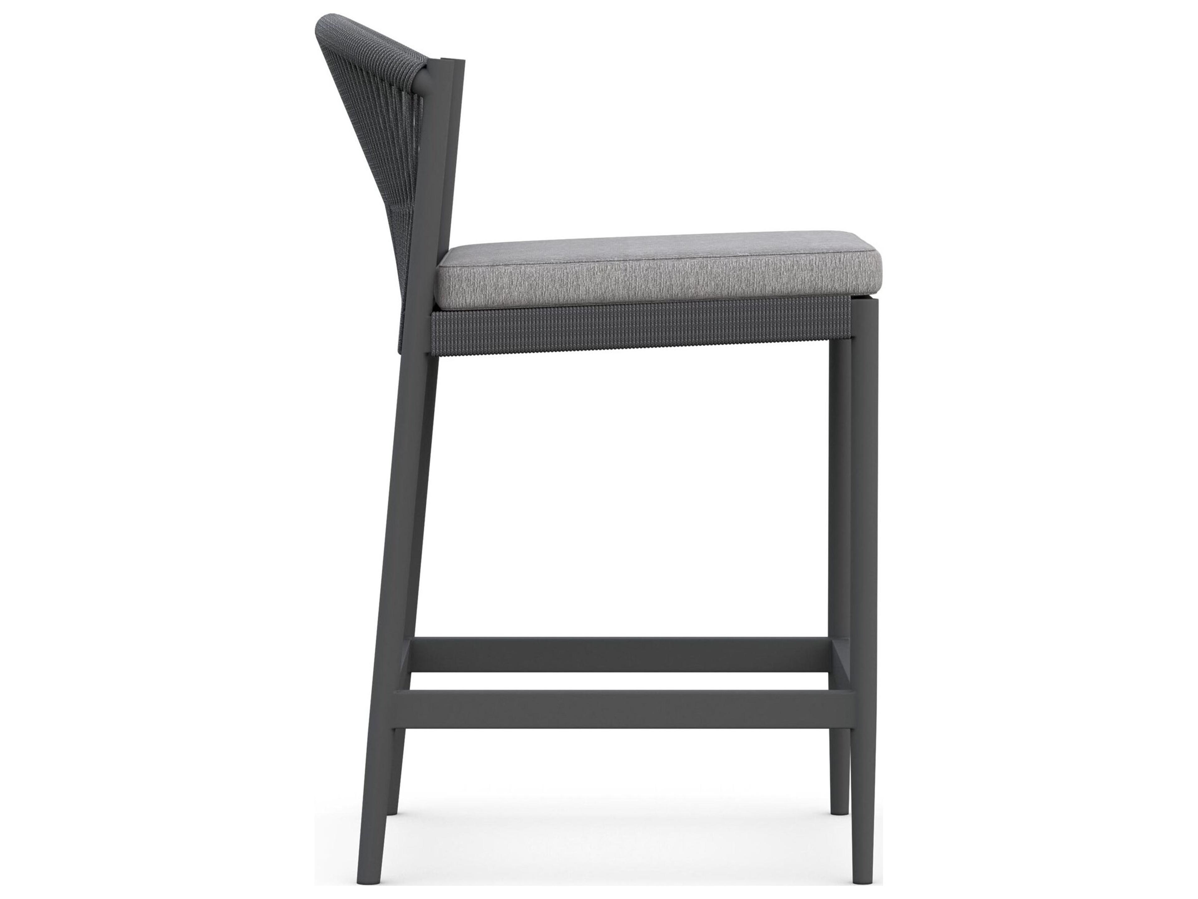 Azzurro Living Catalina Ash All-Weather Rope Patio Counter Stool with Fog Cushion