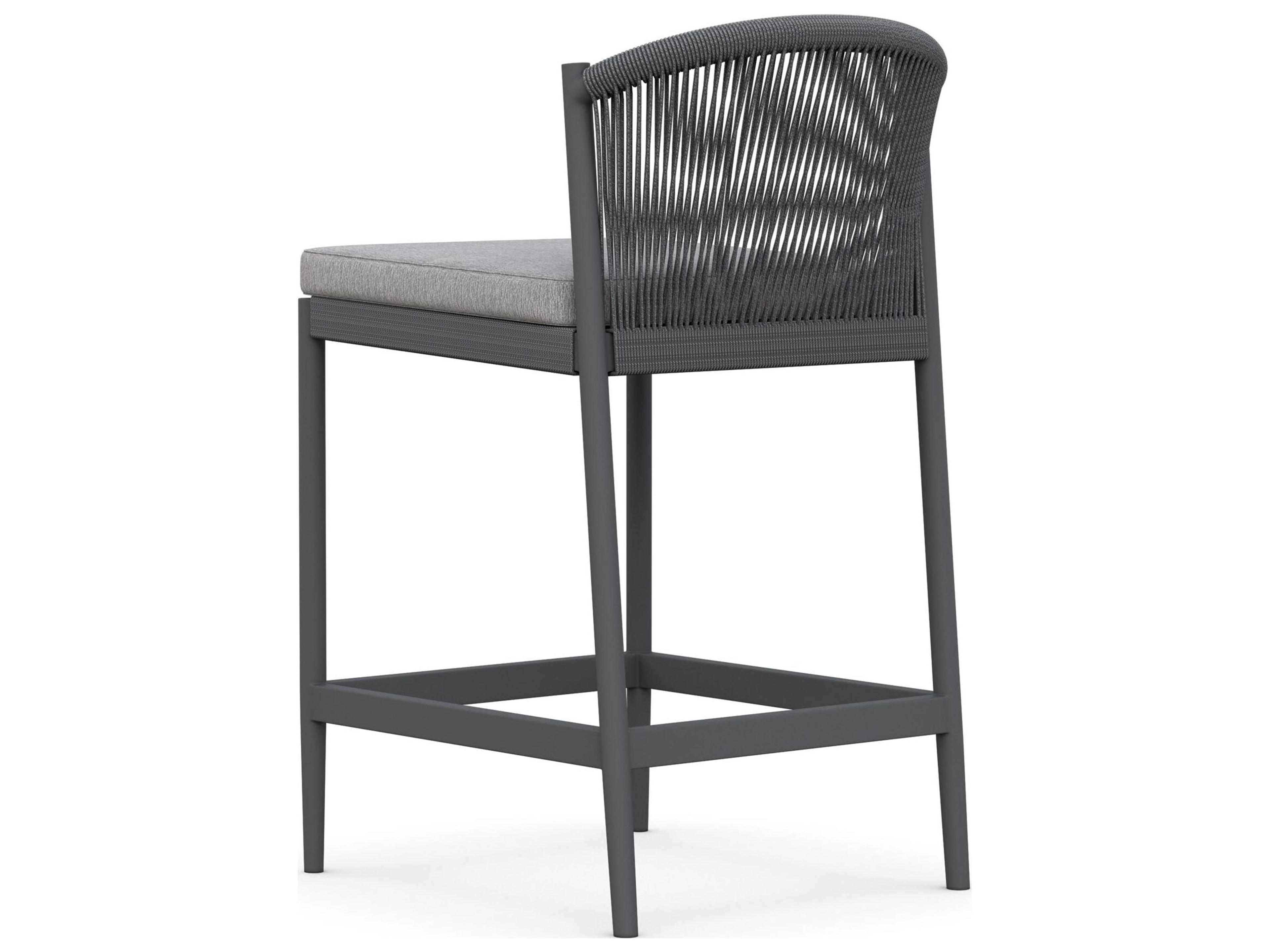 Azzurro Living Catalina Ash All-Weather Rope Patio Counter Stool with Fog Cushion