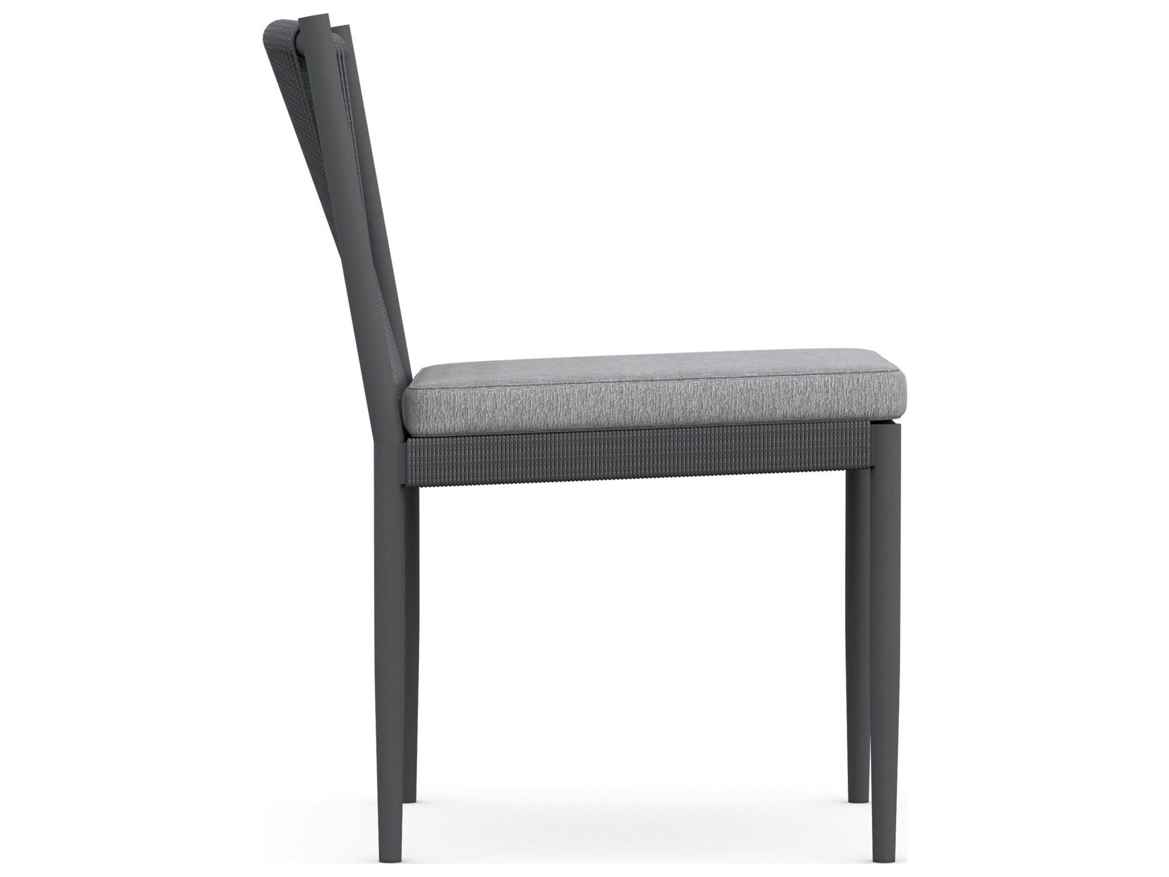 Azzurro Living Catalina Ash All-Weather Rope Outdoor Patio Dining Side Chair with Fog Cushion