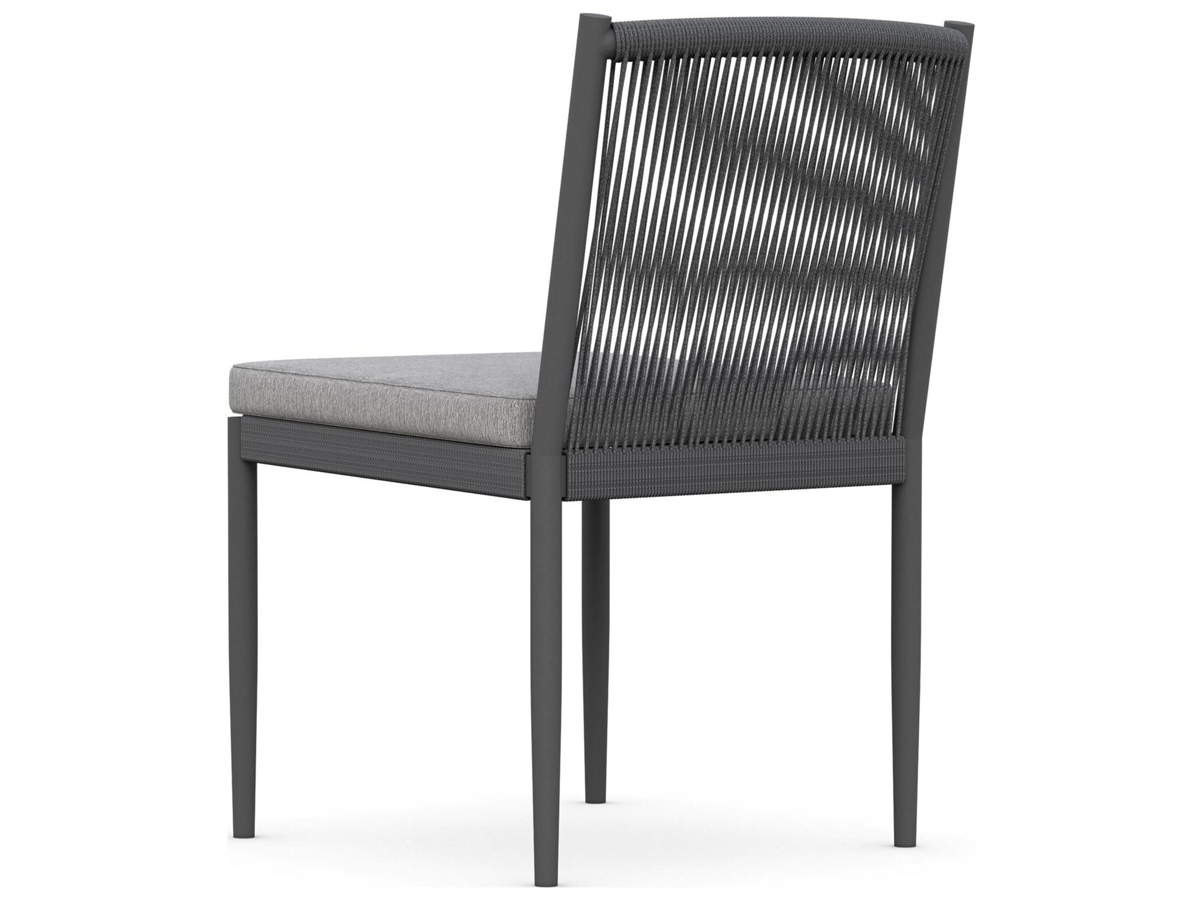 Azzurro Living Catalina Ash All-Weather Rope Outdoor Patio Dining Side Chair with Fog Cushion