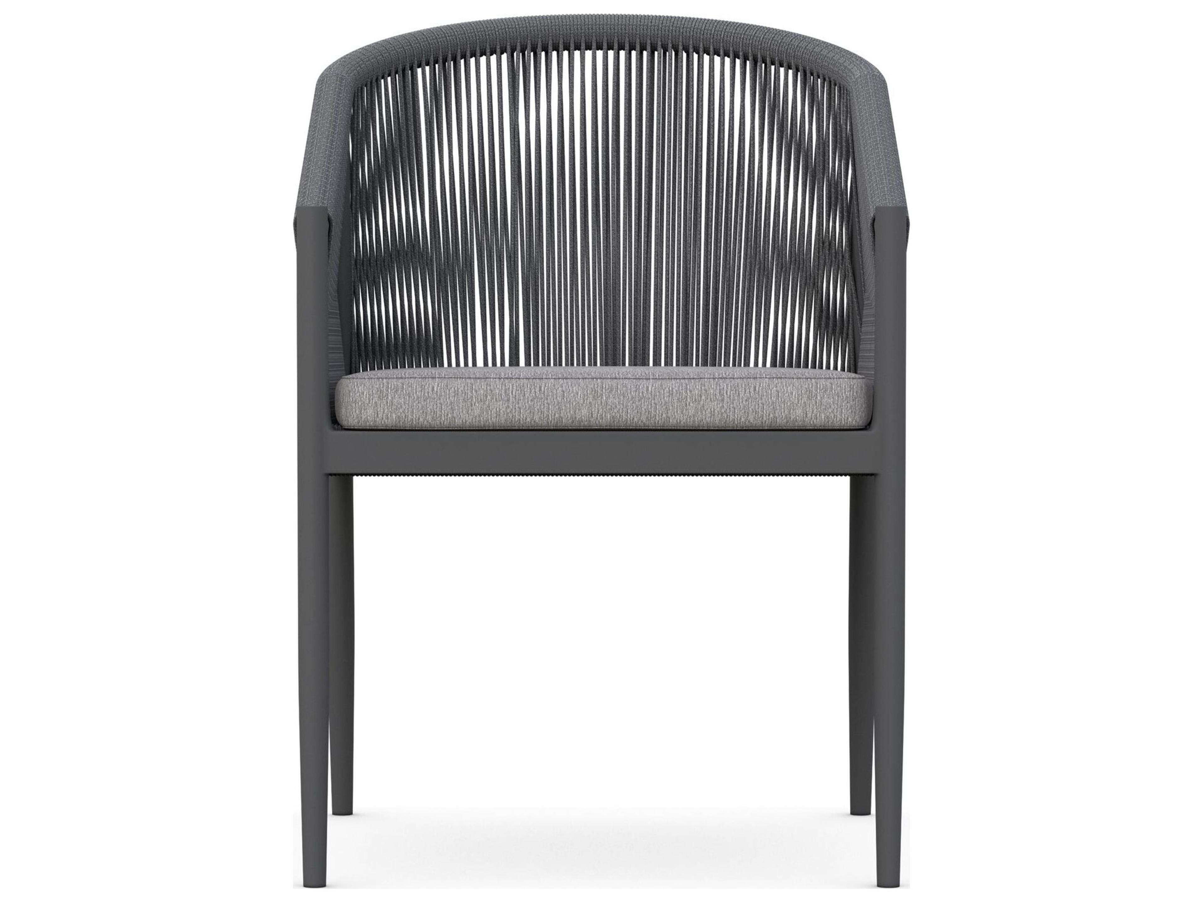 Azzurro Living Catalina Ash All-Weather Rope Patio Dining Arm Chair with Fog Cushion