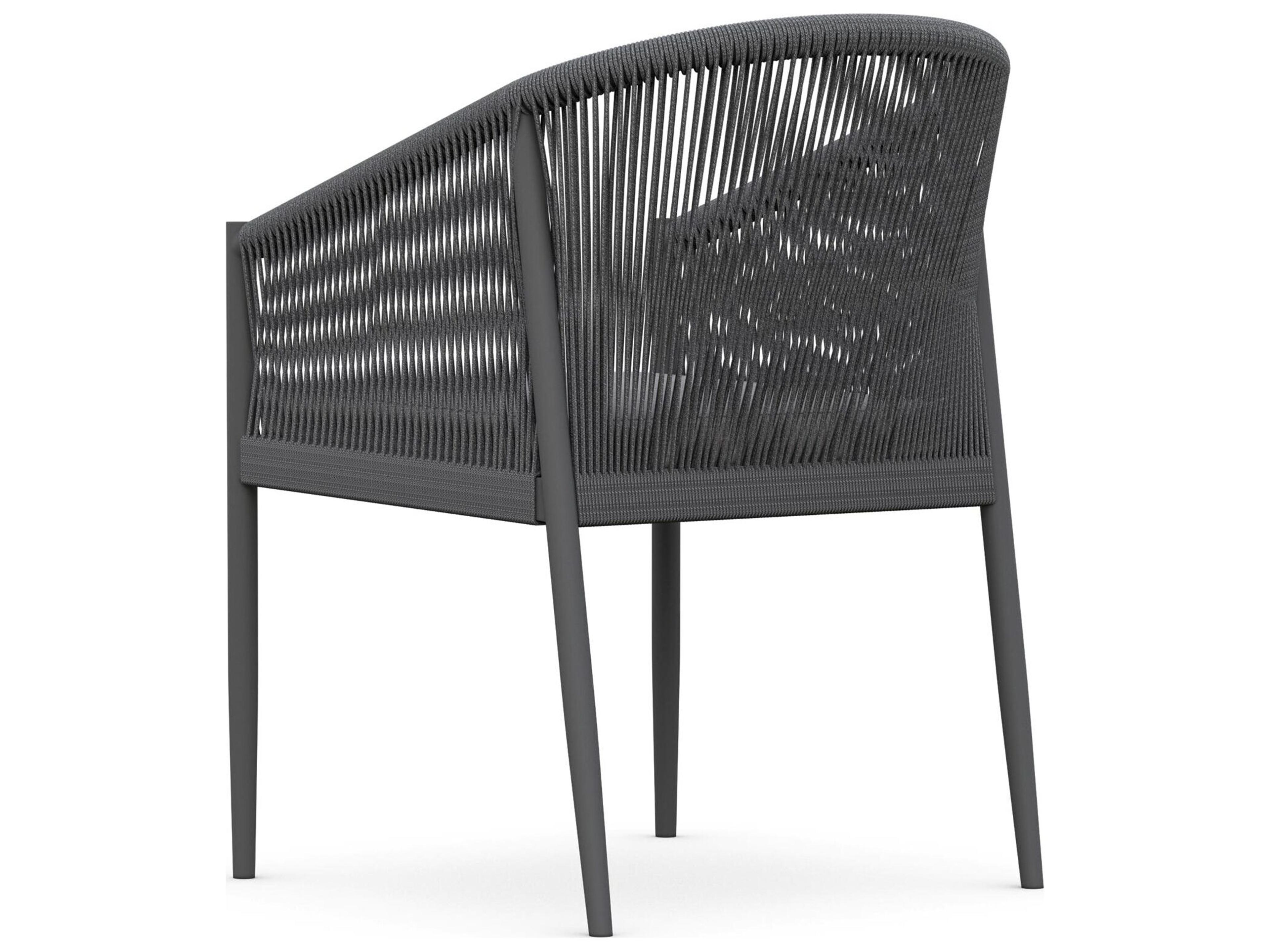 Azzurro Living Catalina Ash All-Weather Rope Patio Dining Arm Chair with Fog Cushion