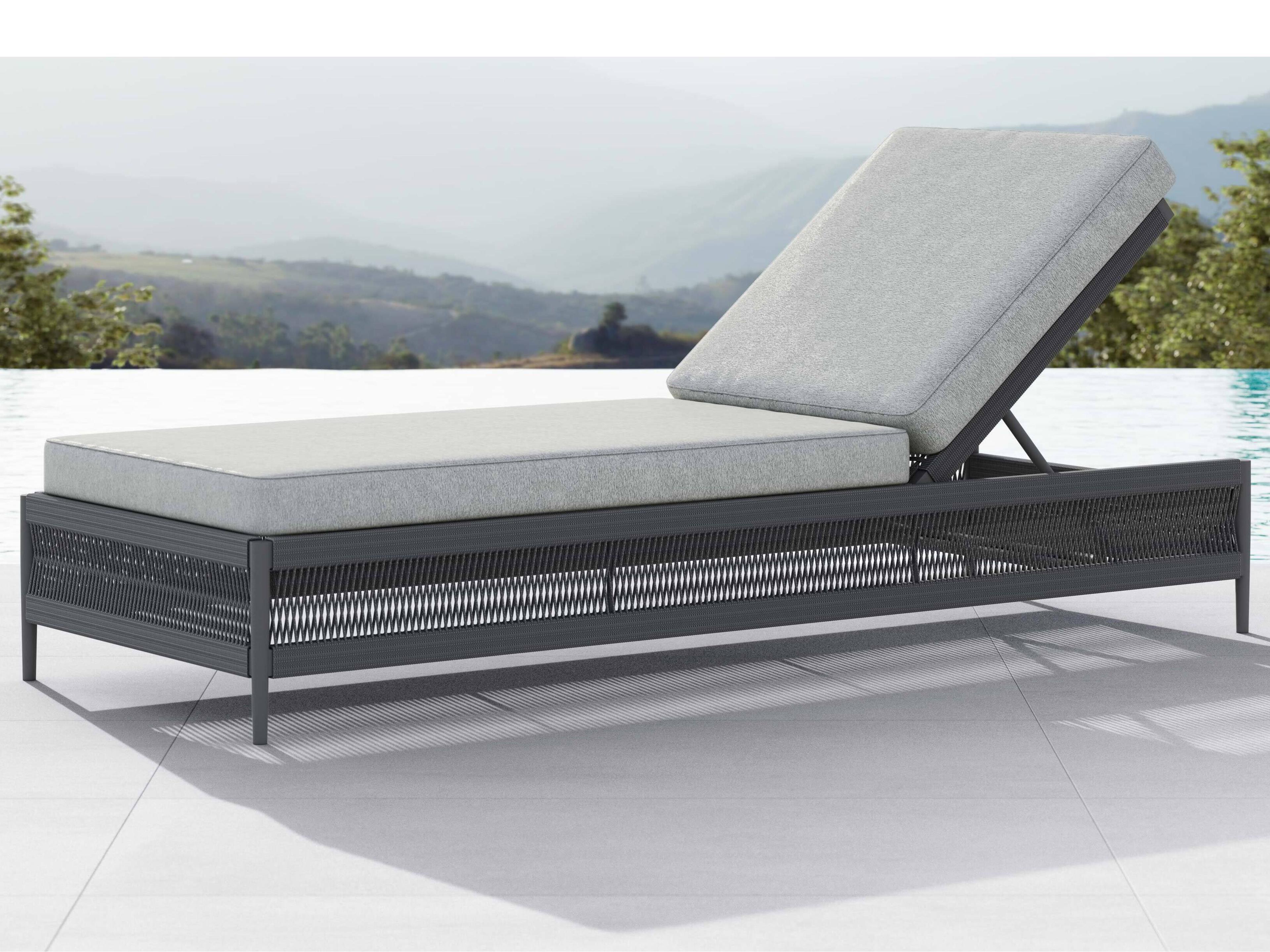 Azzurro Living Catalina Ash All-Weather Rope Outdoor Chaise Lounge with Fog Cushion