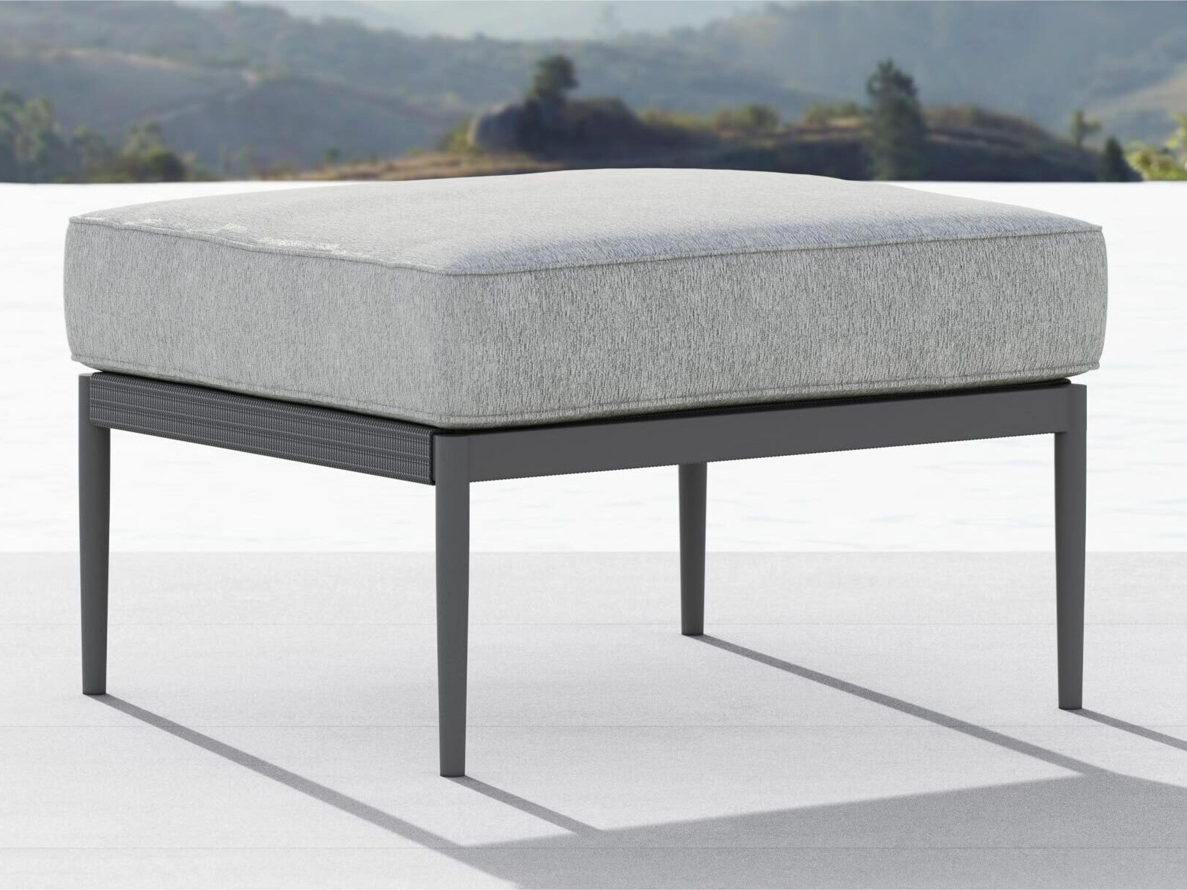 Azzurro Living Catalina Ash All-Weather Rope Outdoor Ottoman with Fog Cushion