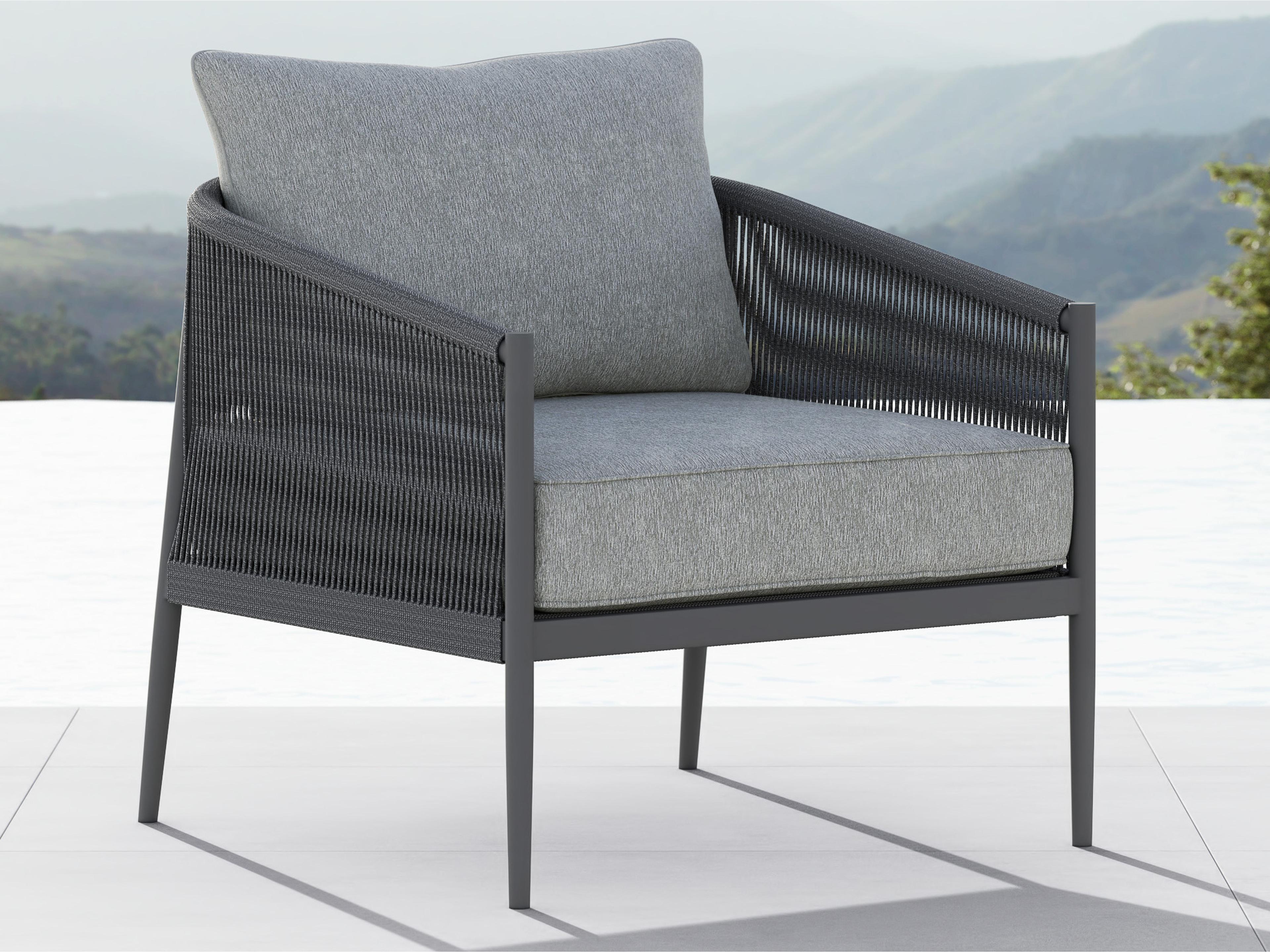 Azzurro Living Catalina Ash All-Weather Rope Patio Lounge Chair with Fog Cushion