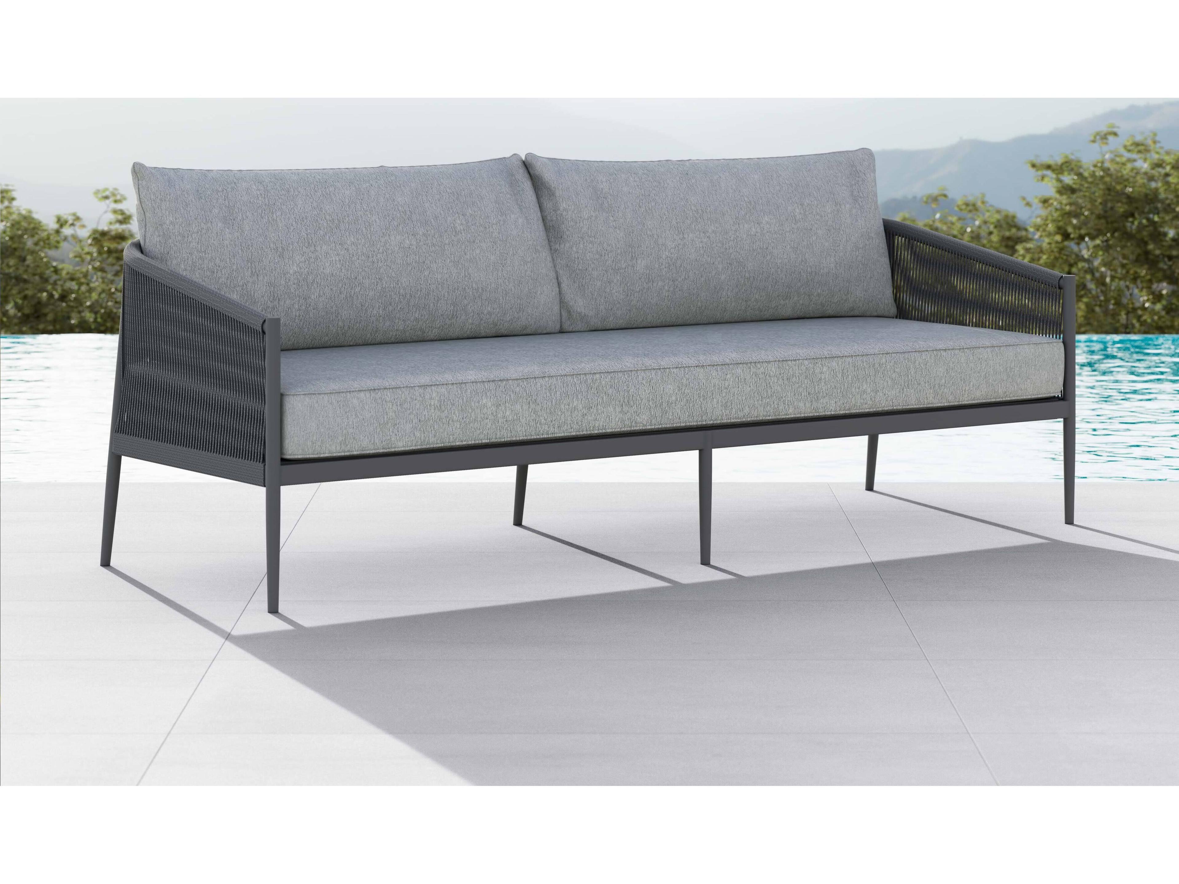 Azzurro Living Catalina Ash All-Weather Rope Outdoor Patio Sofa with Fog Cushion