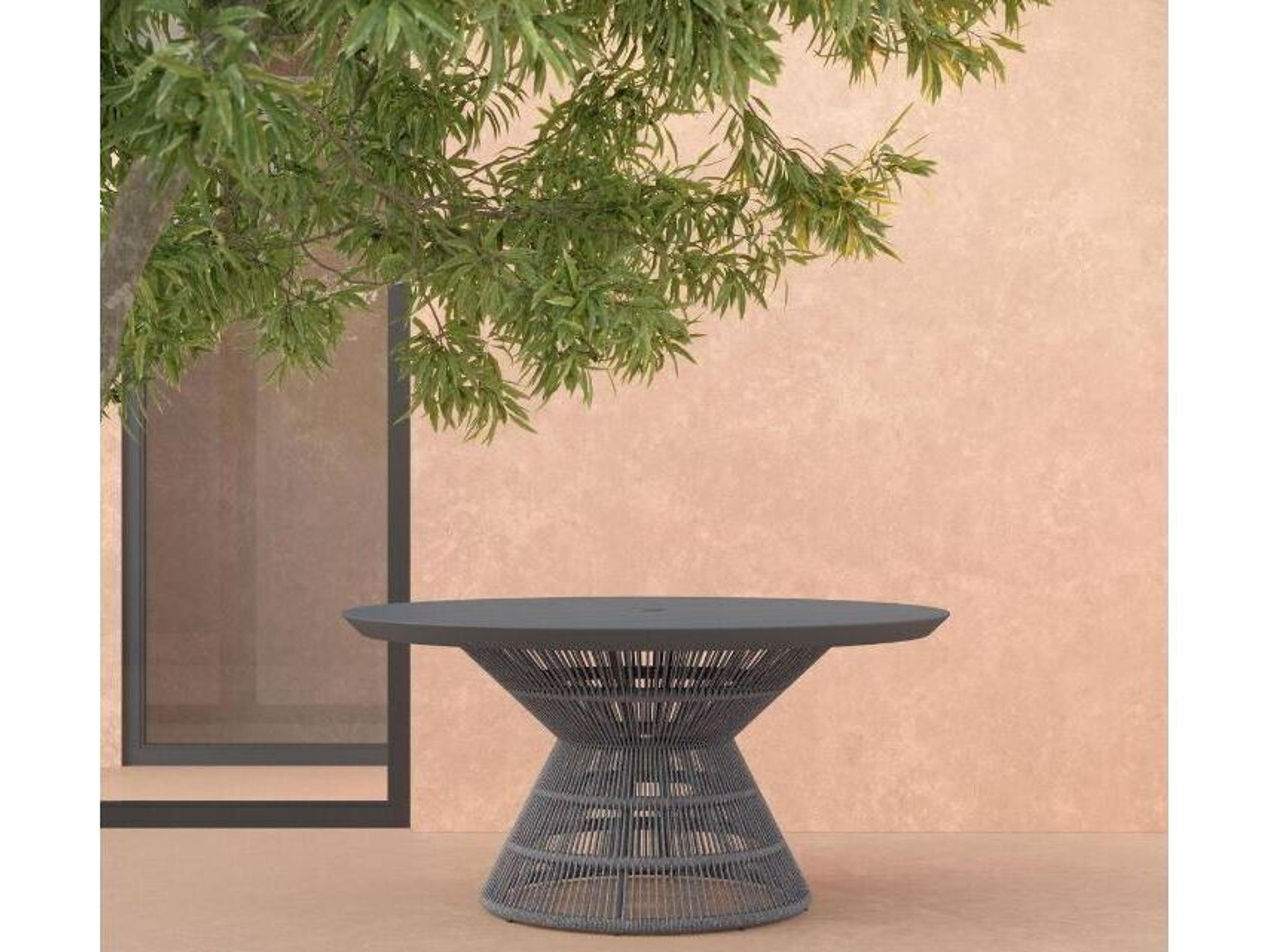 Azzurro Living Captiva Aluminum Round Umbrella Hole Dining Table