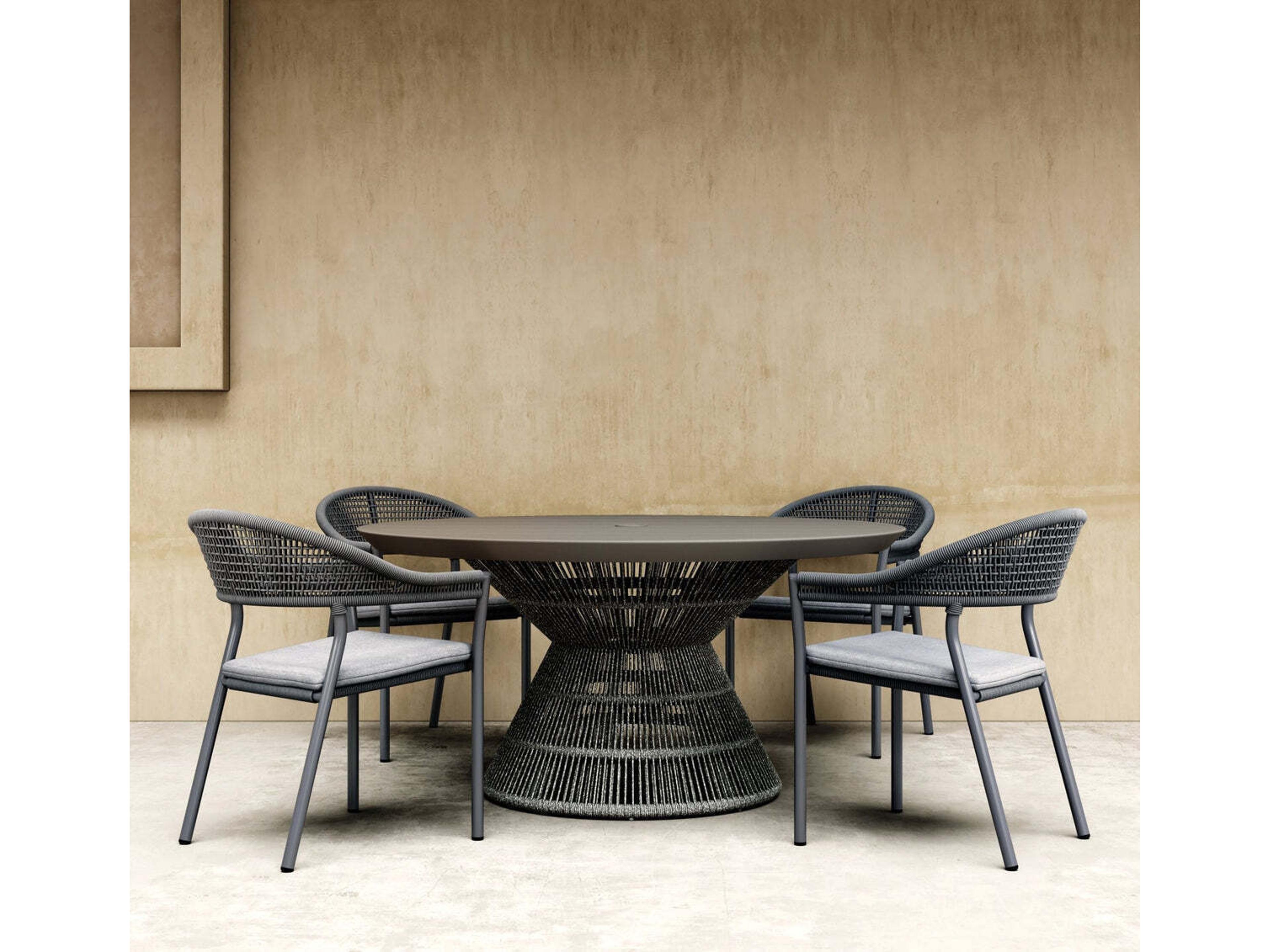 Azzurro Living Crete Aluminum Cushion Dining Chair Set of 6