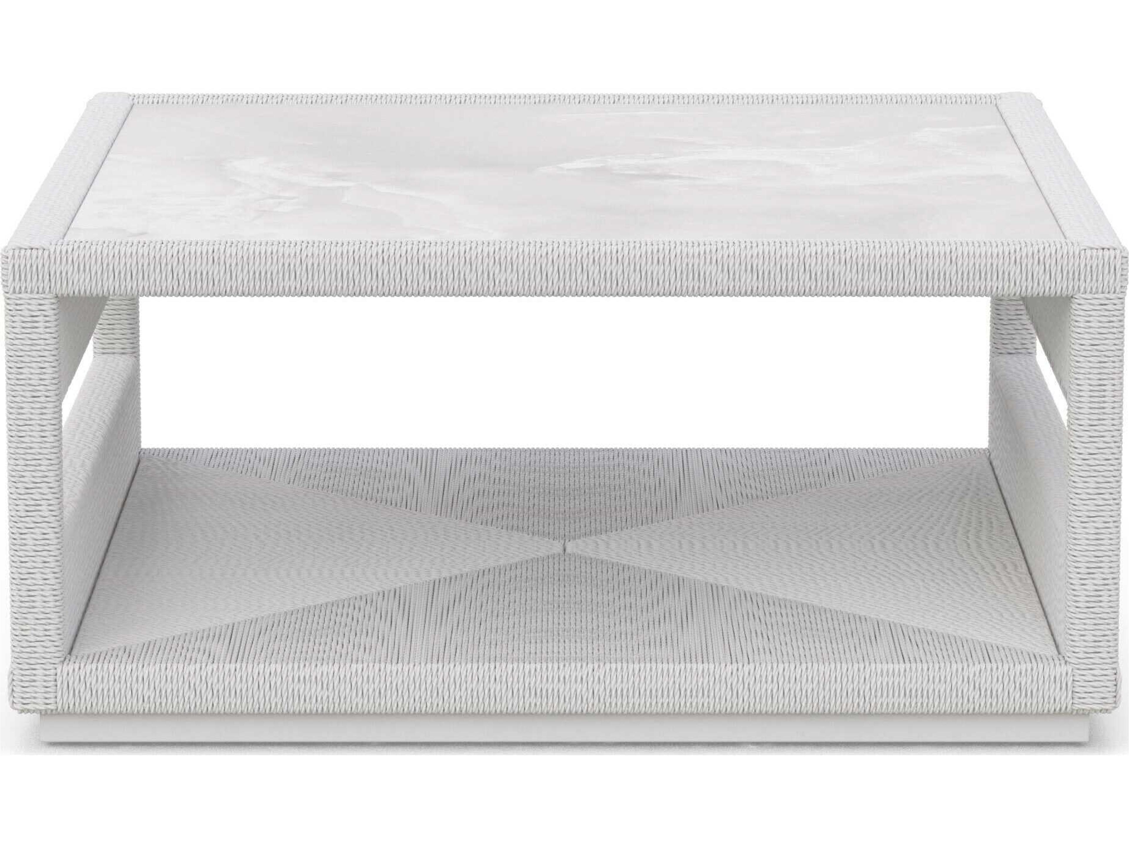 Azzurro Living Cyprus Bone All-weather Wicker Square Coffee Table