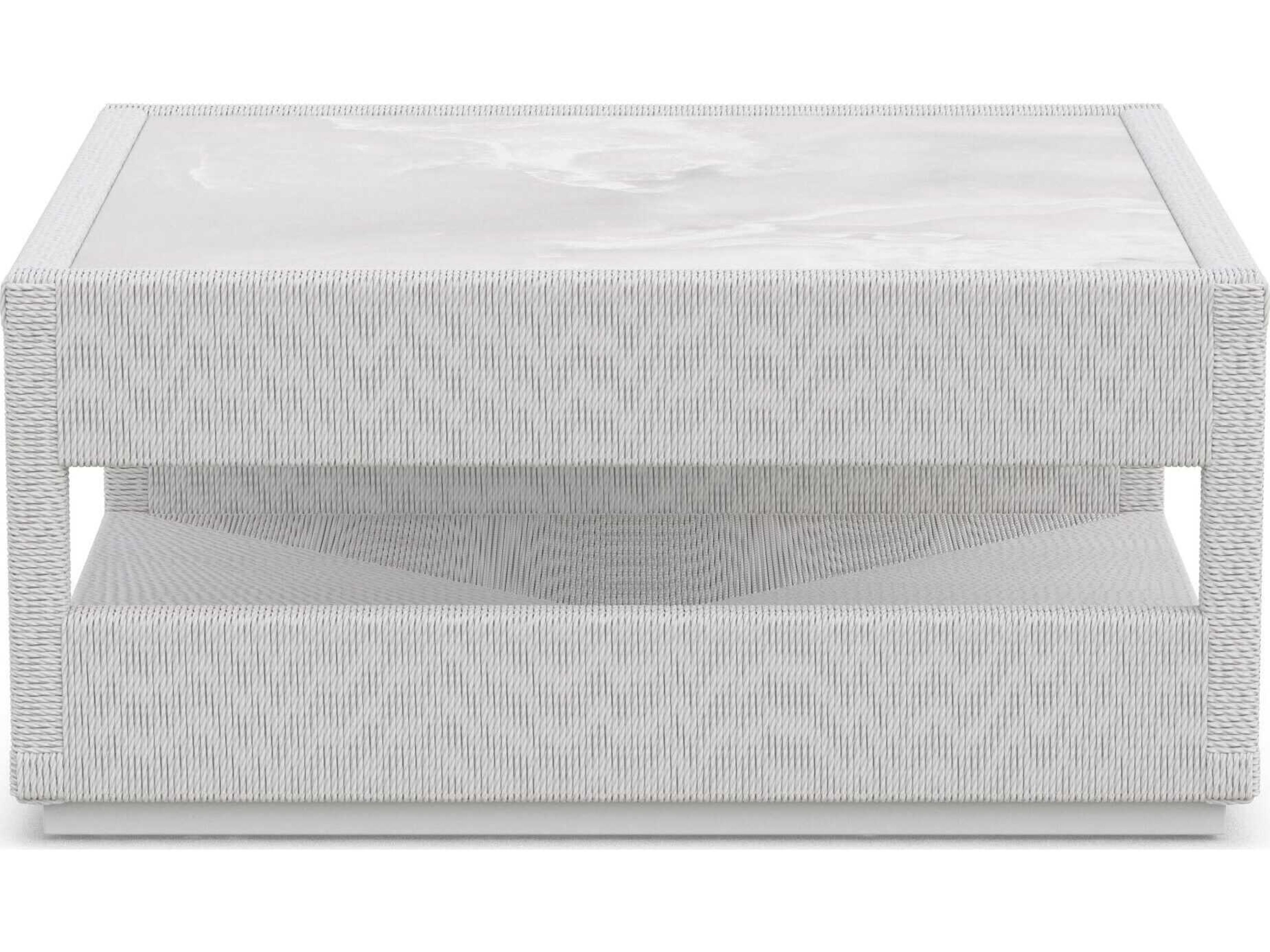 Azzurro Living Cyprus Bone All-weather Wicker Square Coffee Table