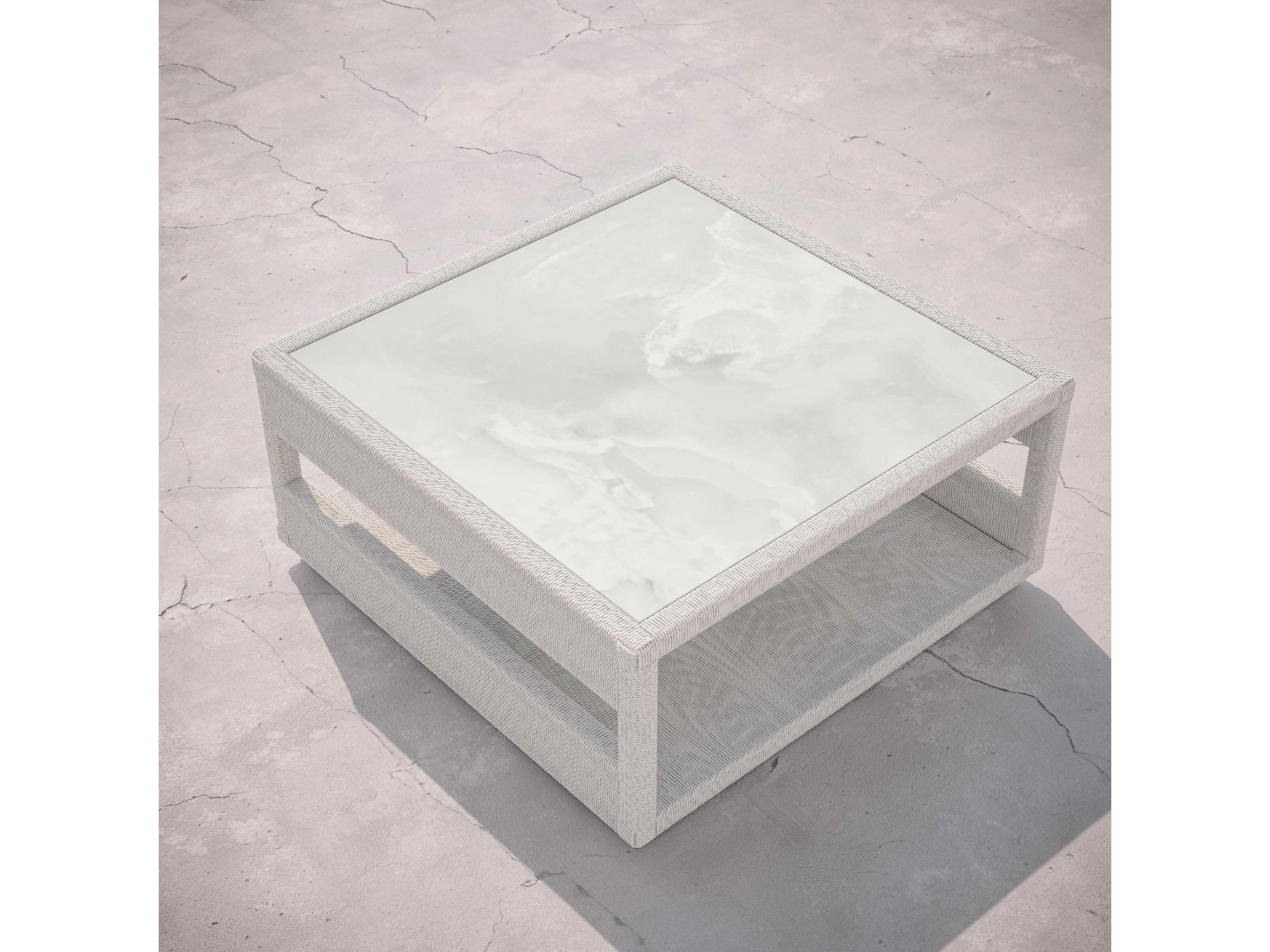 Azzurro Living Cyprus Bone All-weather Wicker Square Coffee Table