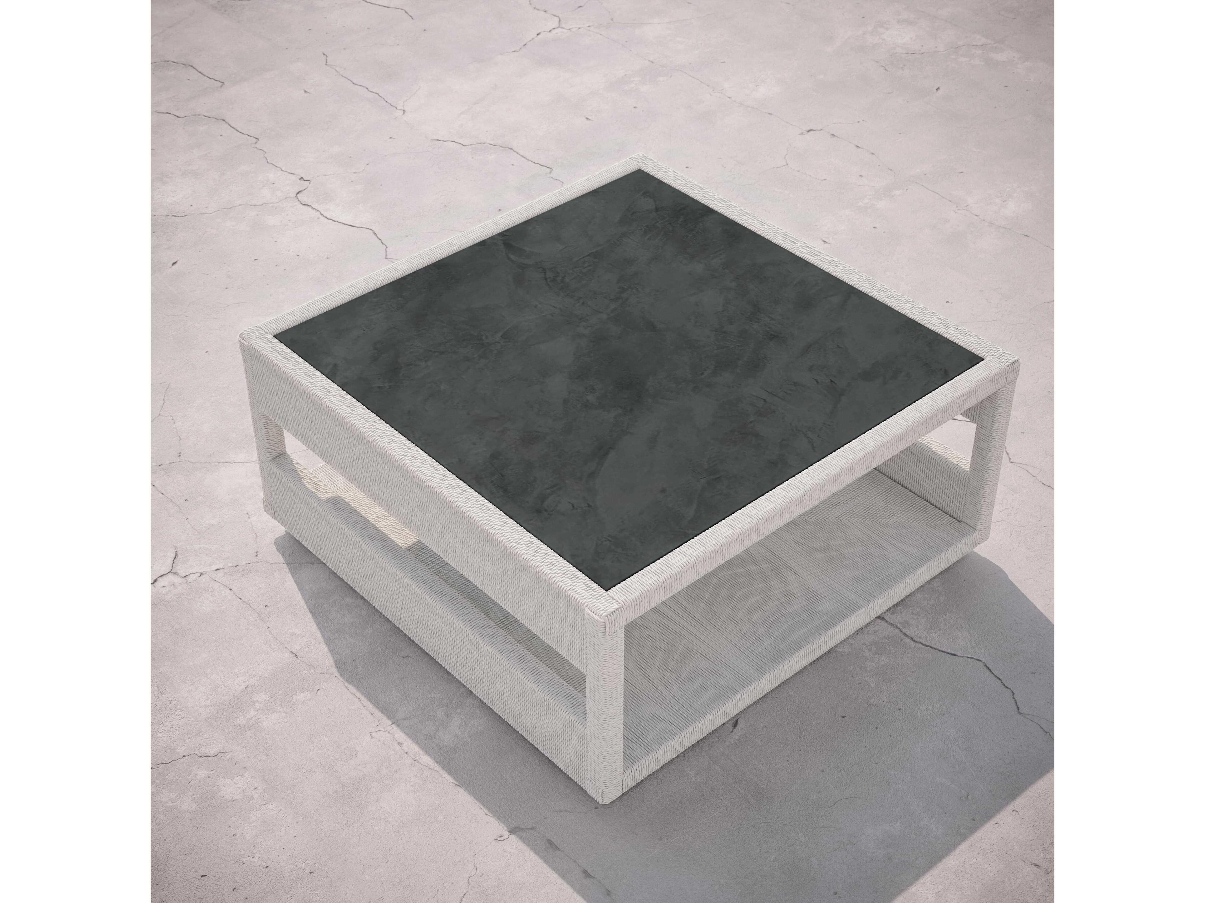 Azzurro Living Cyprus Bone All-weather Wicker Square Coffee Table