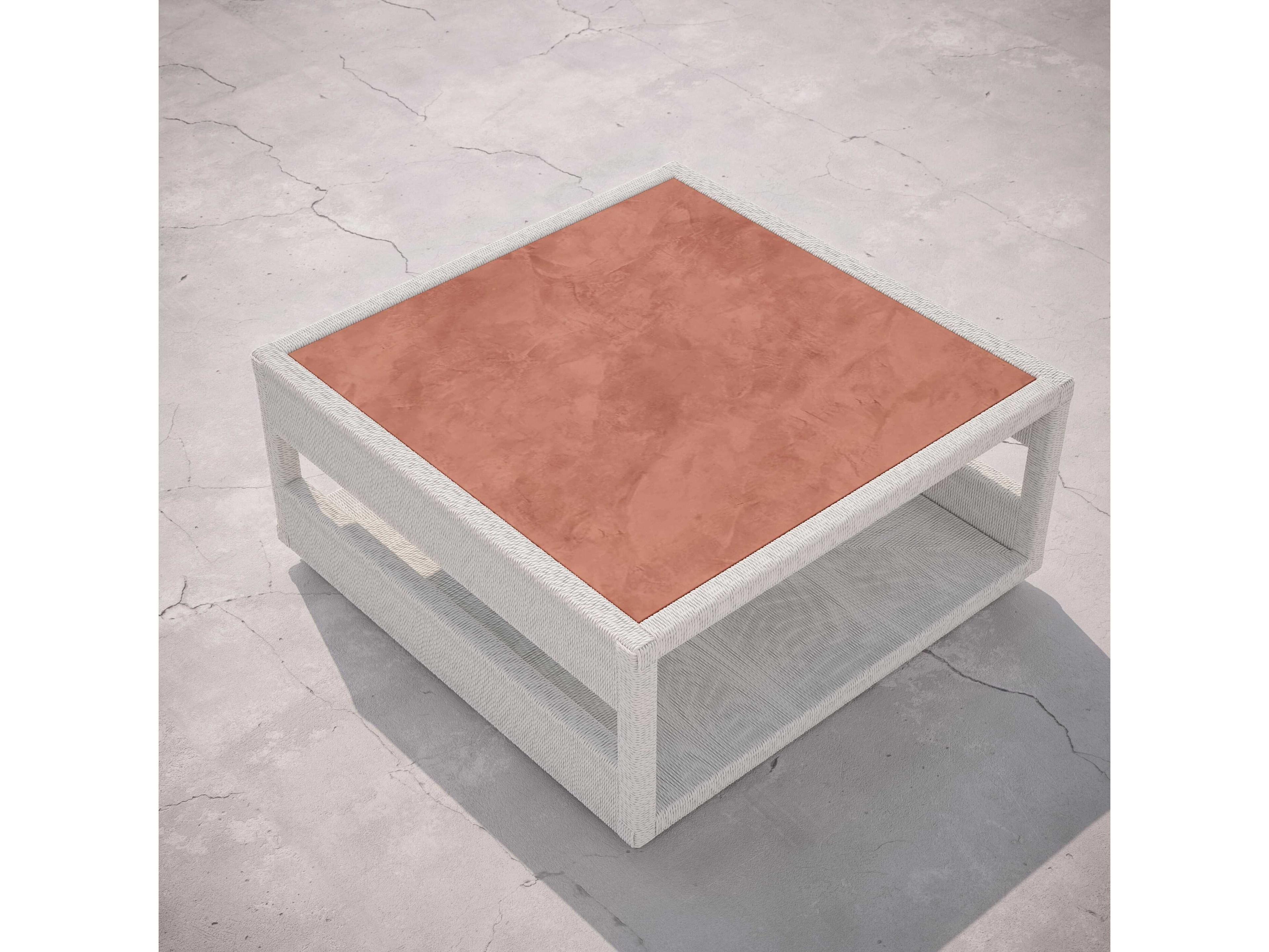 Azzurro Living Cyprus Bone All-weather Wicker Square Coffee Table