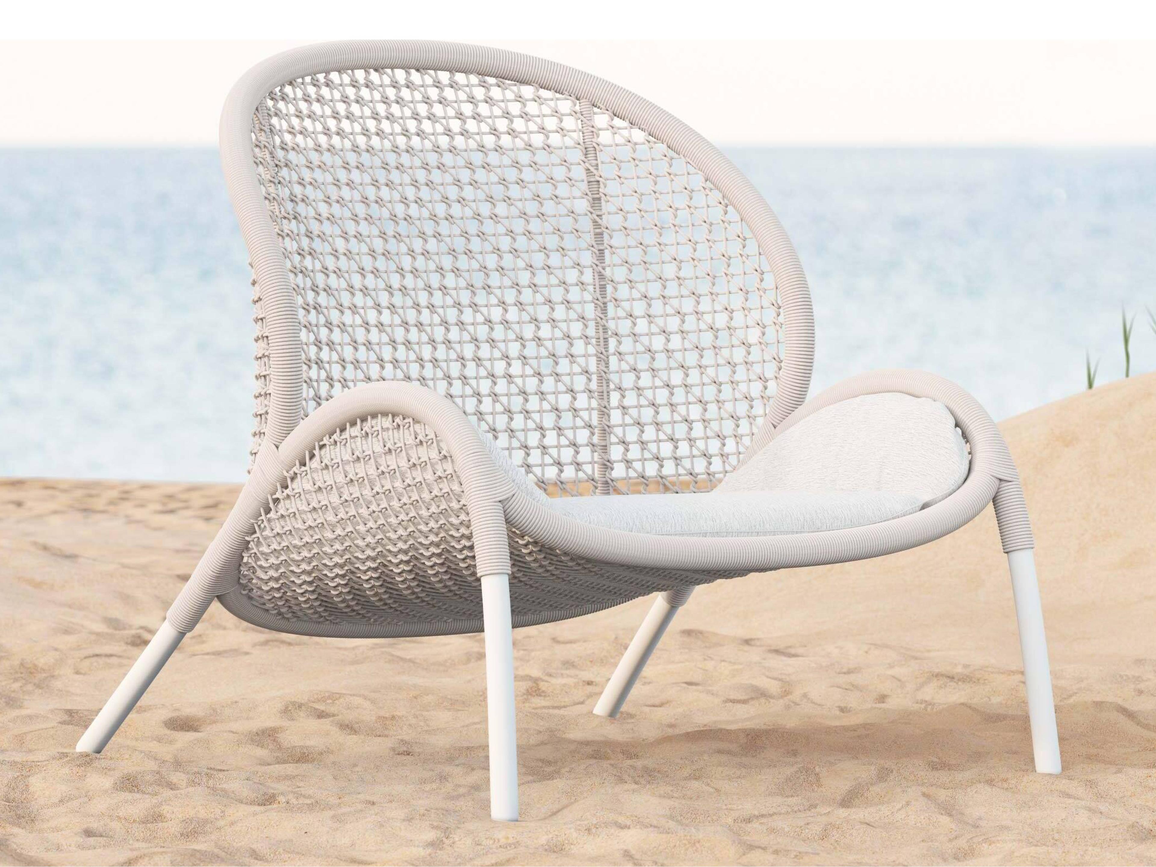Azzurro Living Dune Sand All-Weather Rope Patio Lounge Chair with Cloud Cushion