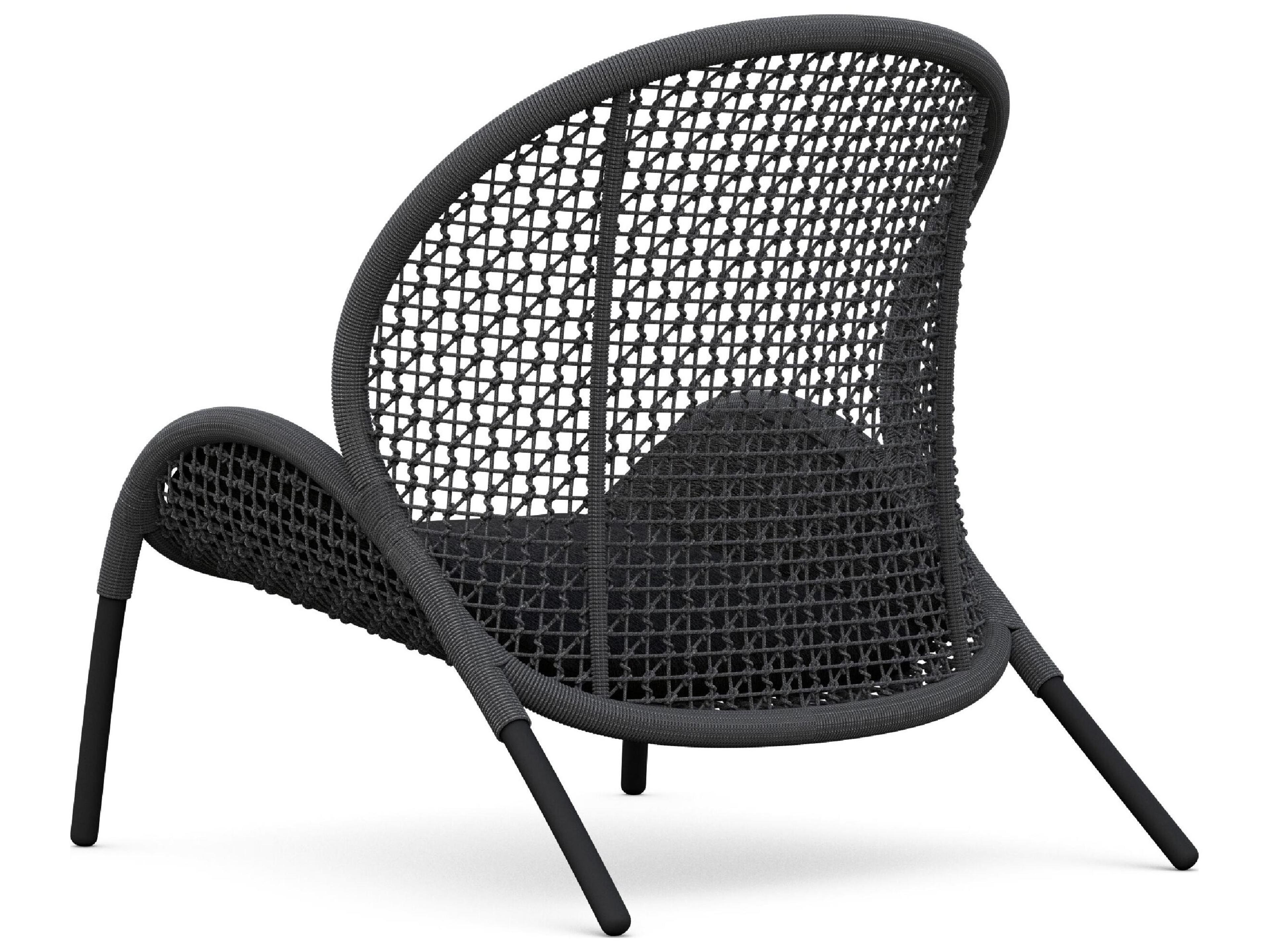 Azzurro Living Dune Ash All-Weather Rope Outdoor Lounge Chair with Midnight Cushion