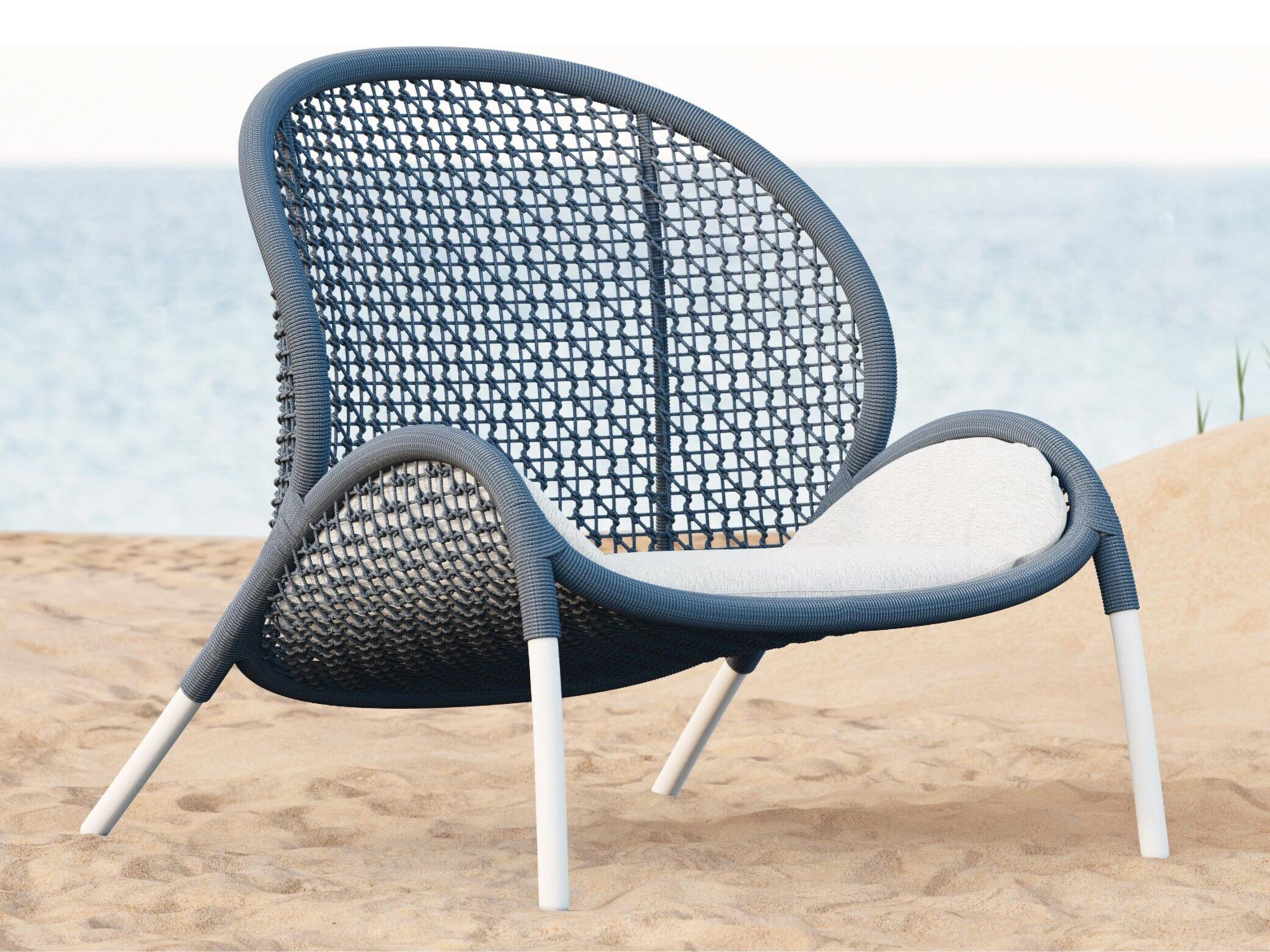 Azzurro Living Dune Royal All-Weather Rope Outdoor Patio Lounge Chair with Cloud Cushion