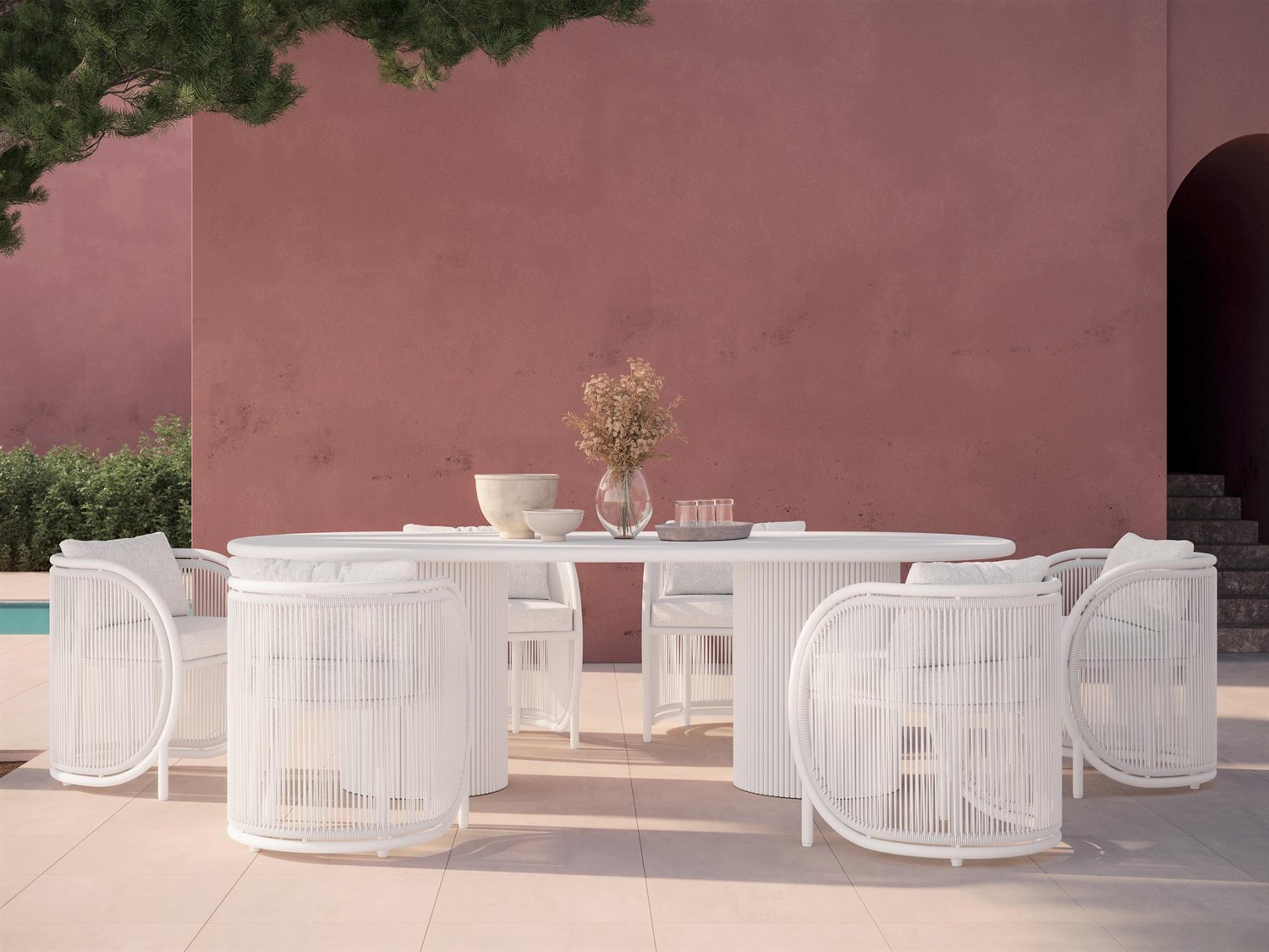 Kamari White Mist All-Weather Rope Outdoor Patio Dining Set with Cloud Cushion